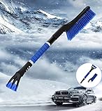 2 in1 Auto Schneebürste, Auto Reinigungsbürste ​Eiskratzer Schneebesen, Abnehmbarer Eisschaber, Einfach zu montieren, mit Ergonomischem Schaumstoffgriff, für PKW, LKW und SUV (ABS, PVC Bürste, 64CM)