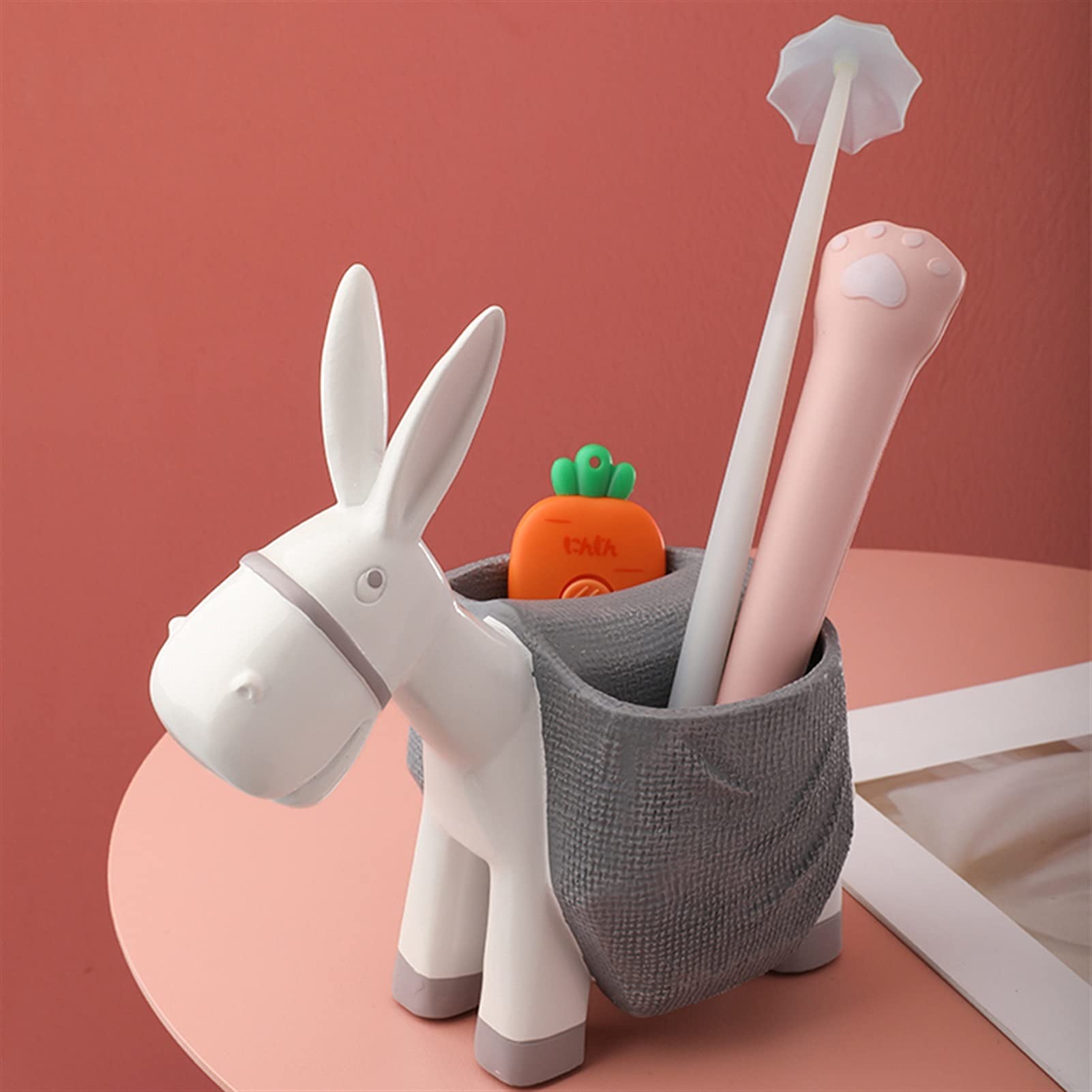 Pot à crayons et stylos – Petit pot à crayons en résine en forme d'âne – Accessoire de bureau – Porte-pinceaux de maquillage pour filles