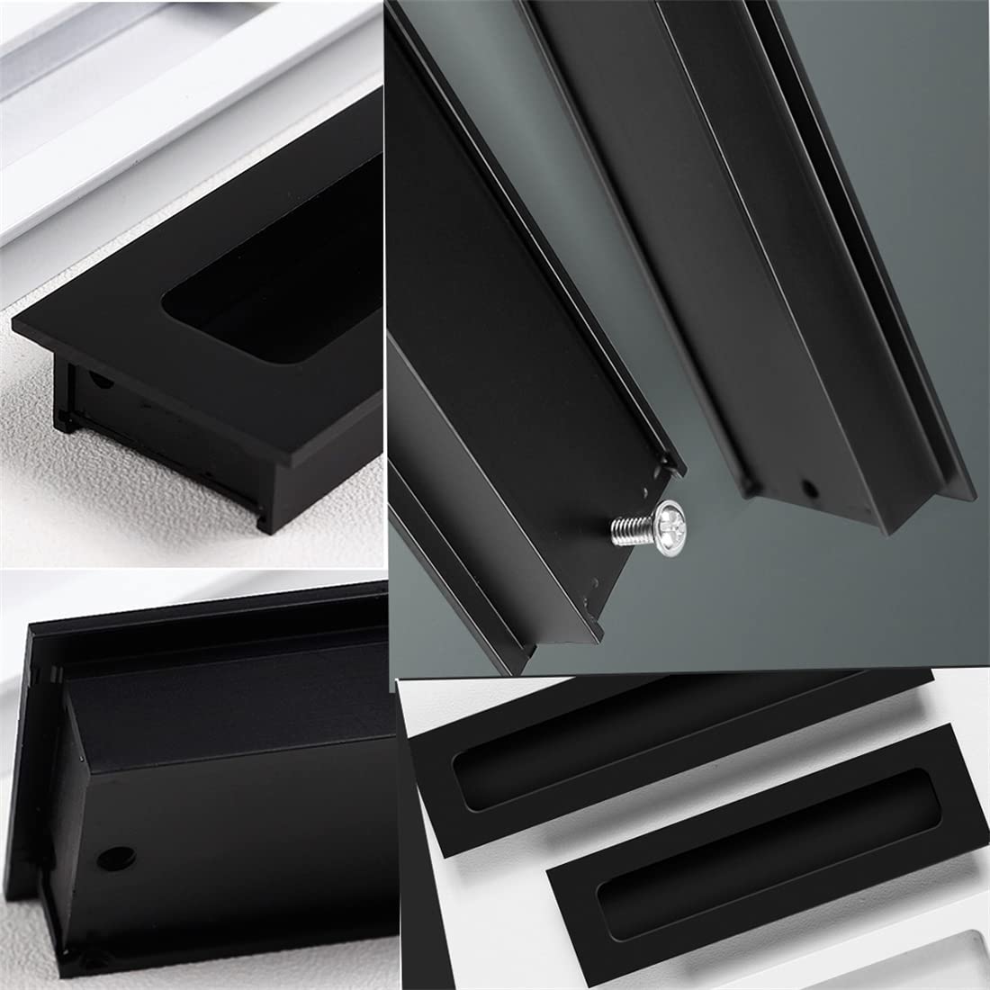 2 stuks aluminiumlegering verborgen greep schuifdeur greepschelp inlaatgreep schaal voor het inlaten meubelgreep schuifdeur verzonken greep uit uittrekbare meubelknoppen (gat afstand 96 mm