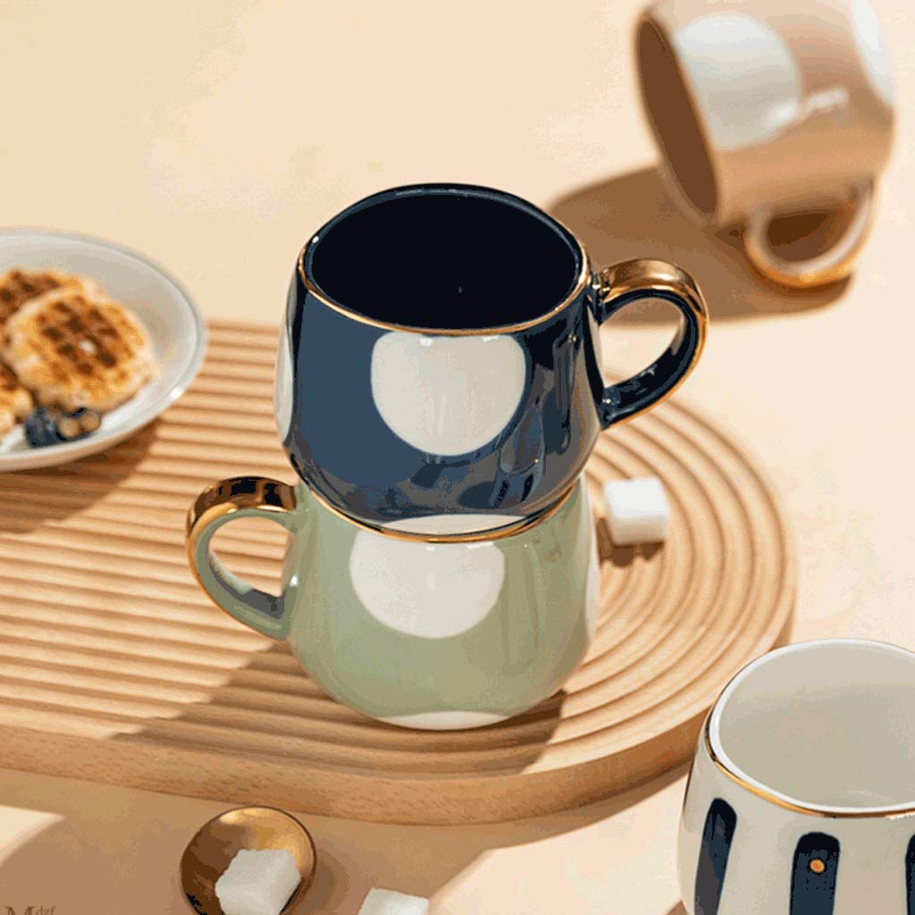 Generic Tazas de Cafés Tazas de Café de 13,4 Onzas, Tazas de Porcelana Pintadas a Mano de Colores - Restaurantes Cerámicos Tazas de Café, Té Y Jugo/Verde/B