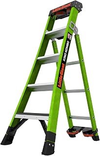 King Kombo, 5 ft Fiberglass Industrial Ladder, 13905-071 | Industrial Multi-Position Ladder, Step/Extension/Leaning Modes, Non-Conductive Fiberglass, 375 lbs. Weight Capacity