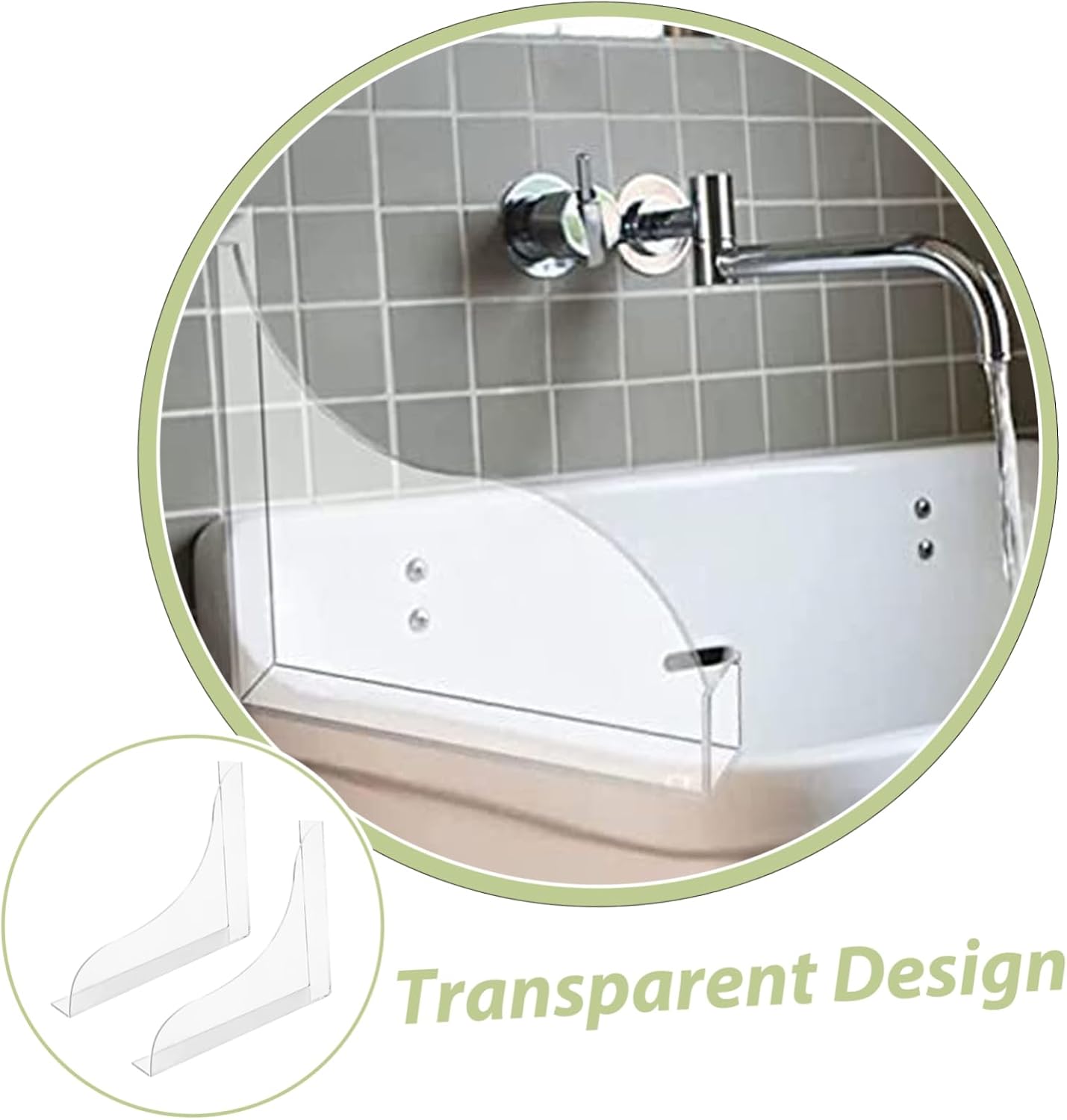 ULTECHNOVO Acrylic Bathtub Shower Splash Guard Set Splash Barrier Protection for Tub Sink