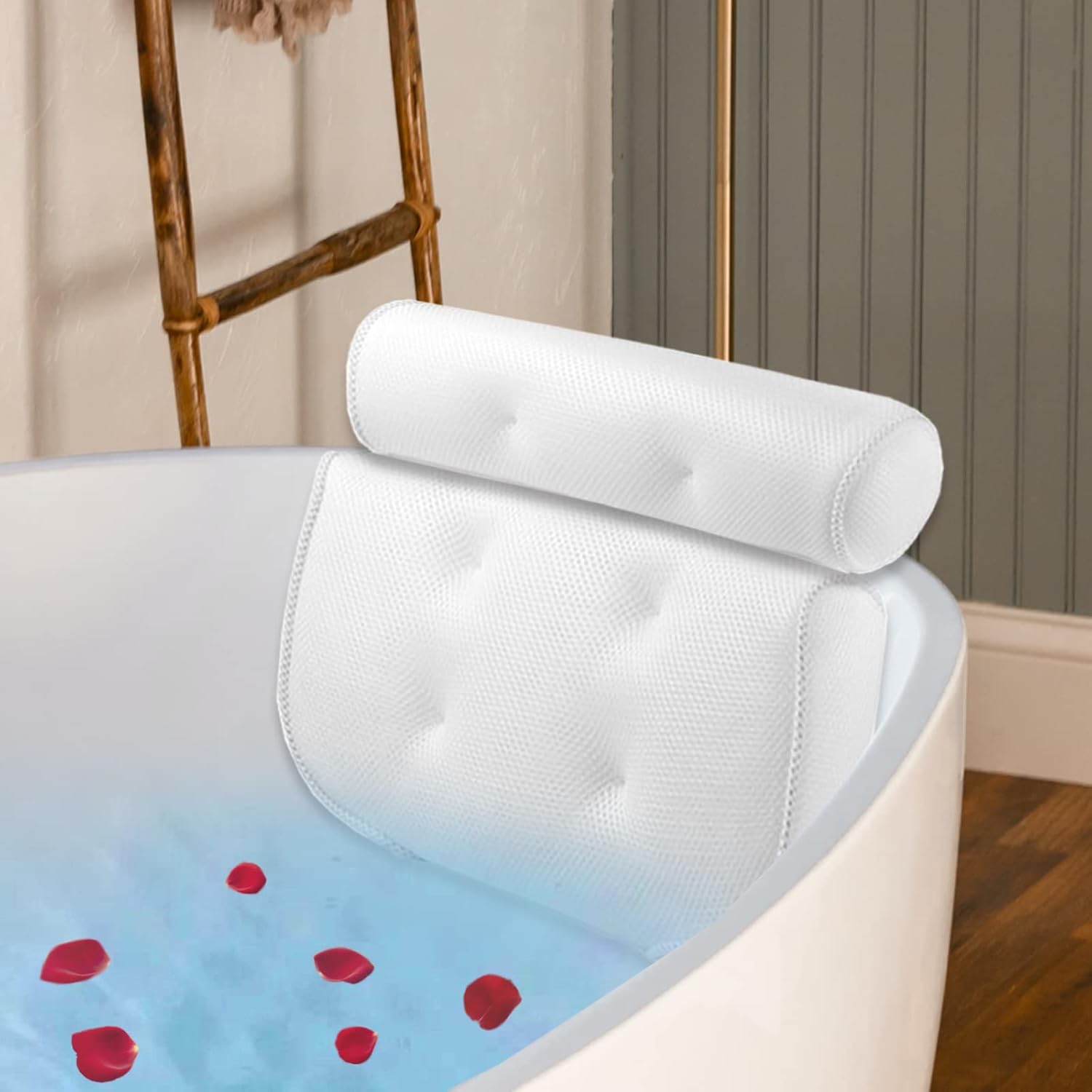 Bath Pillow,Bath Pillows for Head and Neck,Bathroom Pillow with 6 Large