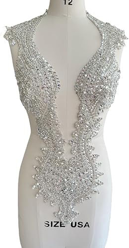 Miniatura 3 de Apliques hechos a mano de cristal en encaje, cuentas de diamantes de imitación de costura, parches de lentejuelas, accesorios de decoración de lujo