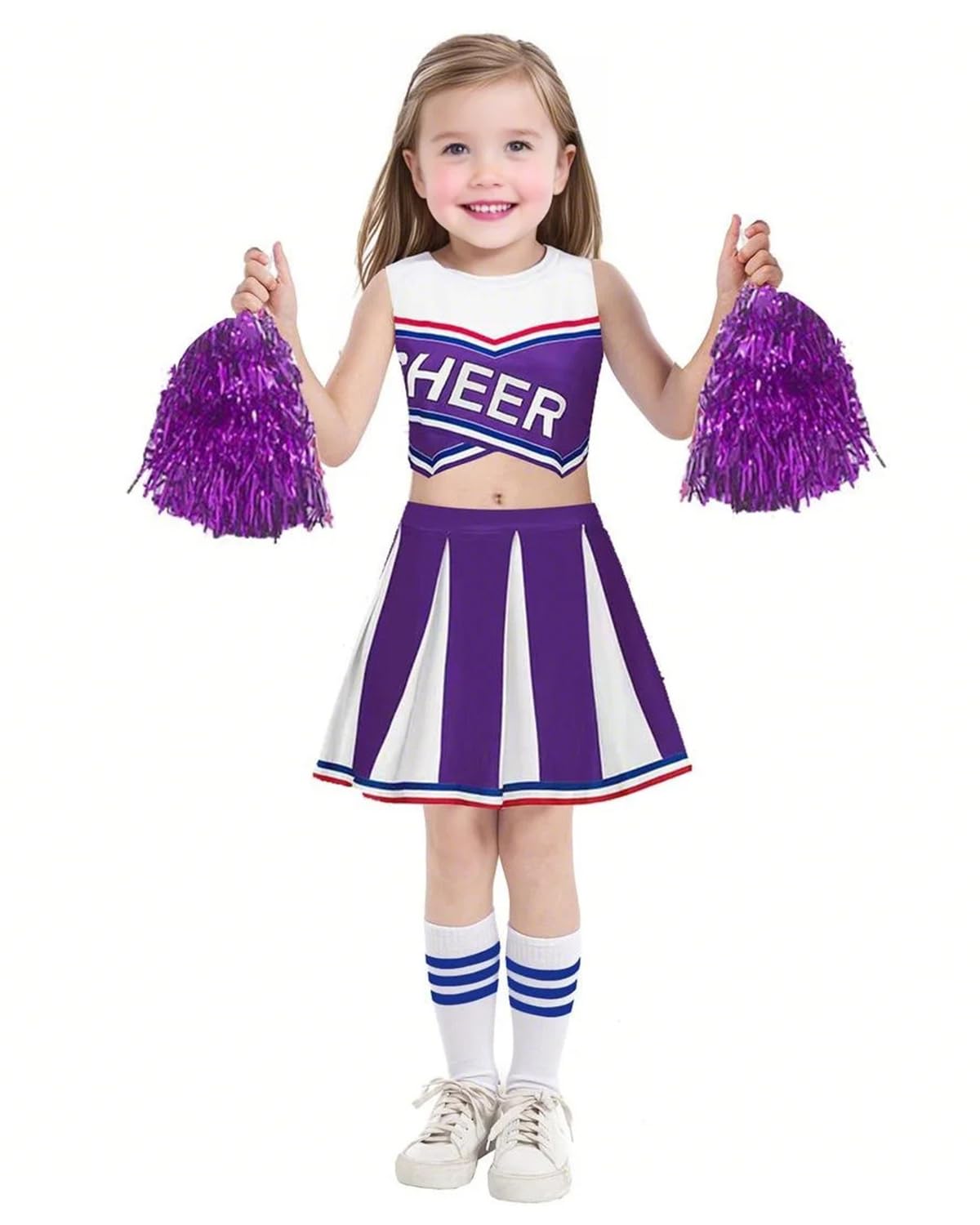 JiAmy Girls' Cheerleading Costumes, Kids Halloween Fancy Dress Up, School Musical Cheer Outfit Cheerleader Outfit 9-10 Years