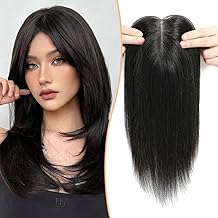 16" Silk Base Hair Topper for Women, 4x4 Inch, 5 Clip-in, Heat-Resistant, Natural Brown and Black, Perfect for Thinning Hair, Scalp Coverage, and Volume Boost (BLACK, 16 INCH)