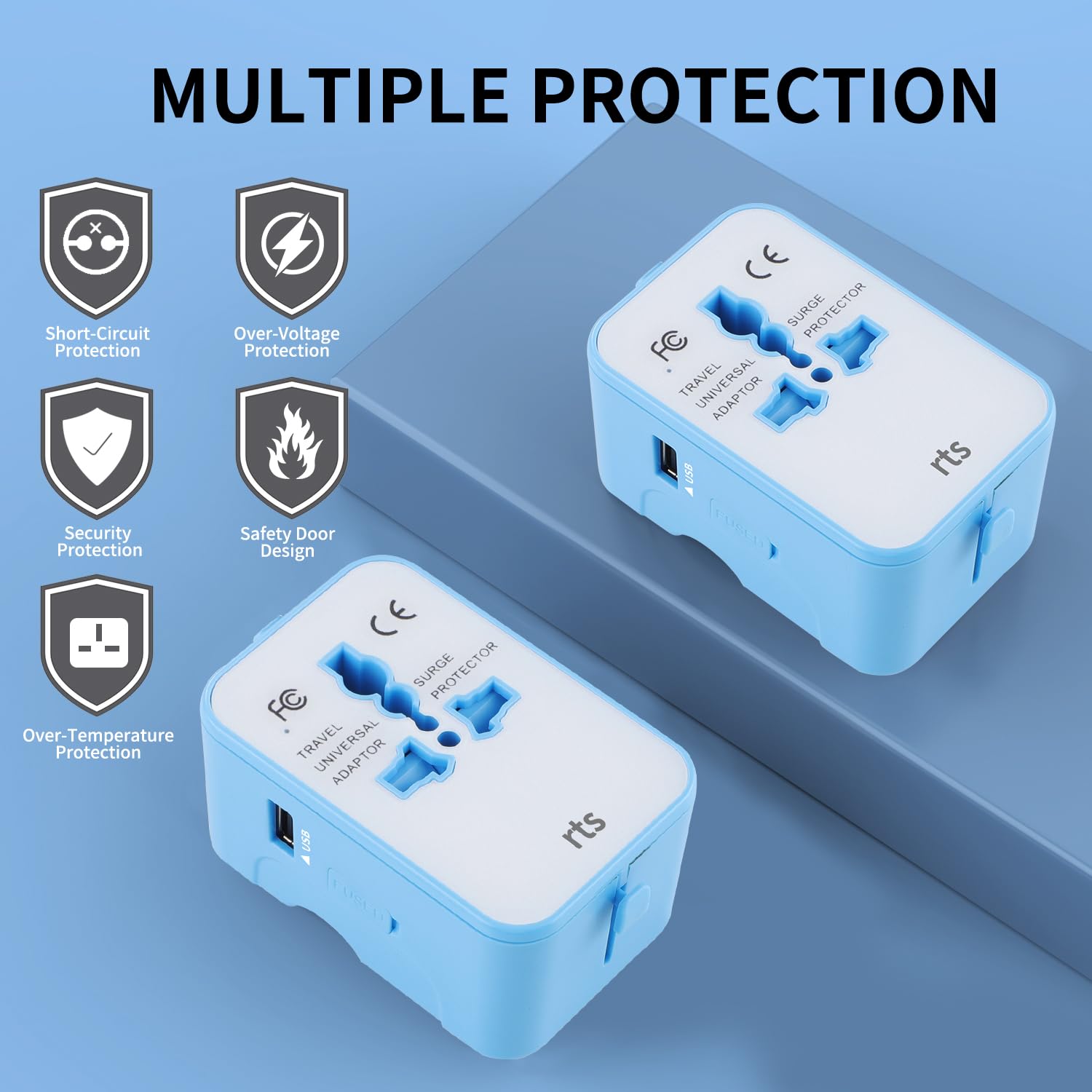 rts Universal Travel Adapter, (Dual Type C) 2 Type C 1 USB Plug International All in One Worldwide Travel Power Plug Adapter Suitable for 200+ Countries Wall Charger for USA EU UK AUS European — Amazon image 5