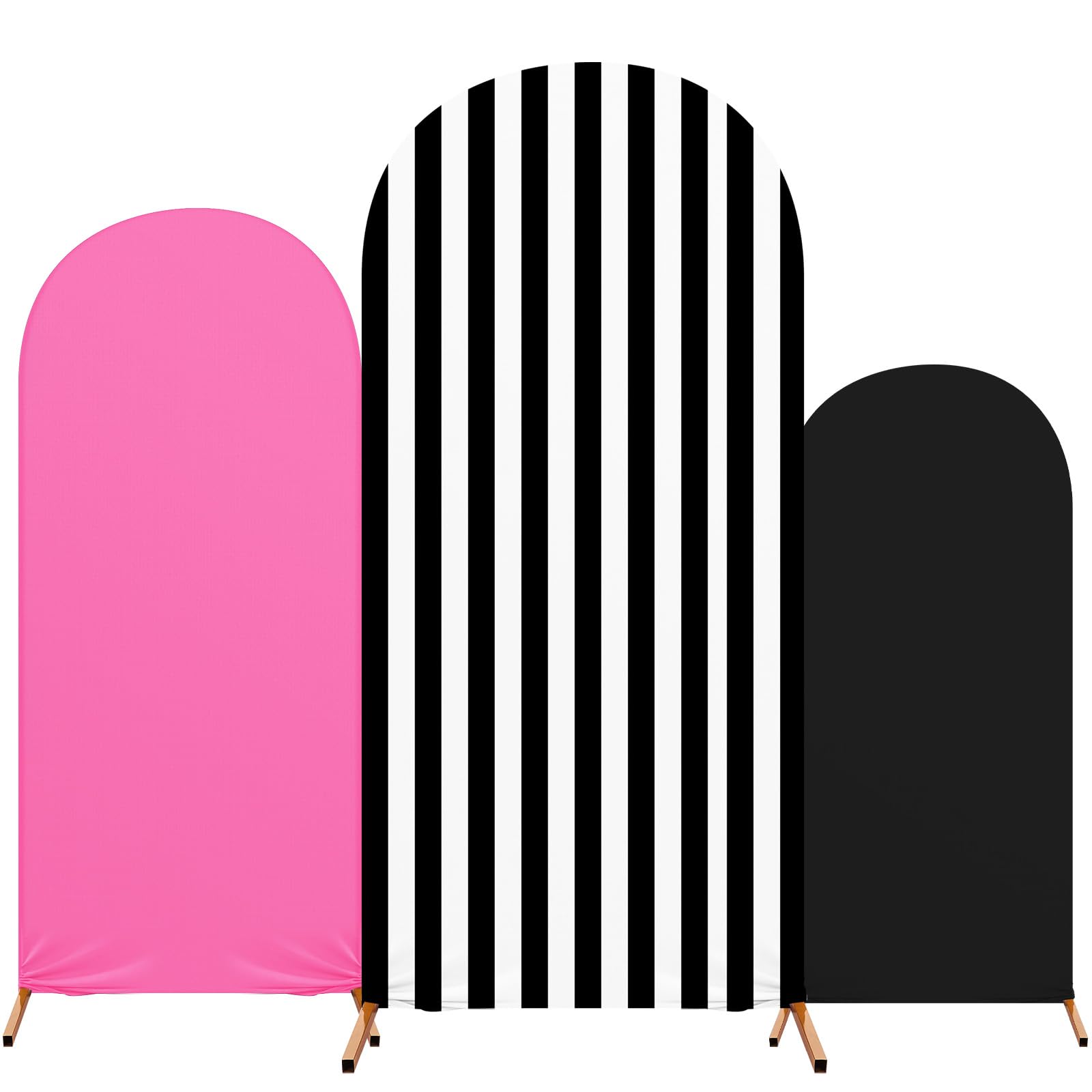 RimCereal Striped Arch Backdrop Cover Set of 3 Pink Arch Covers Spandex Stretch Backdrop Stand 4ft, 5ft, 6ft for Wedding Birthday Banquet Ceremony