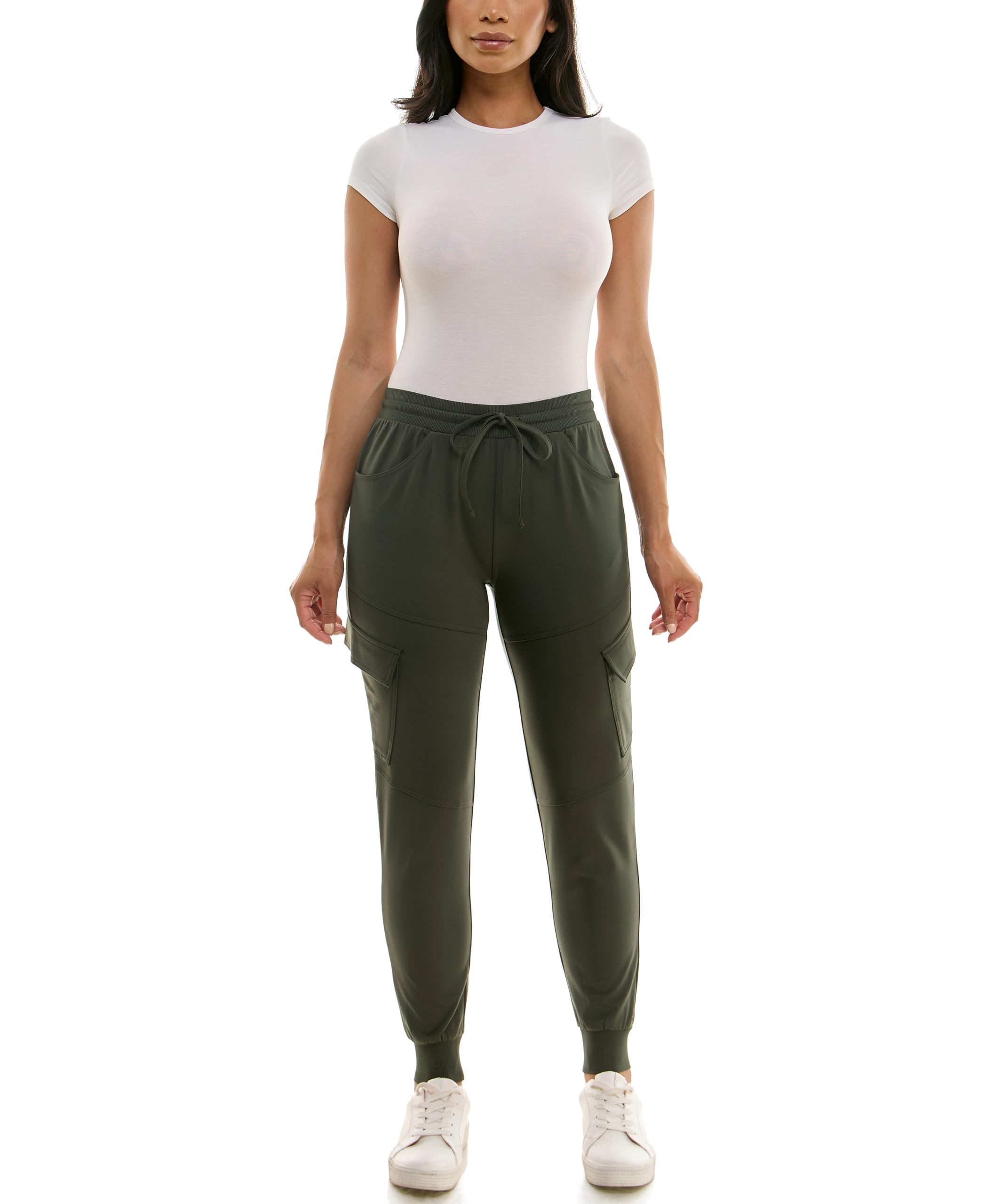 Zac & Rachel Women's Brushed Dty Jogger with Cargo Pcoket and Sectional Leg Detail