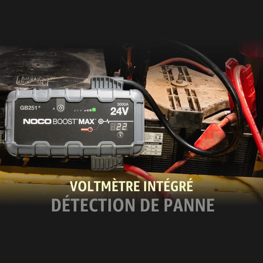 NOCO Boost Max GB251 24V 3000A UltraSafe Booster Batterie, Lithium Jump Starter, Câbles de Démarrage et de Démarrage de Batterie Portables pour Moteurs Essence et Diesel Jusqu'à 32-litres