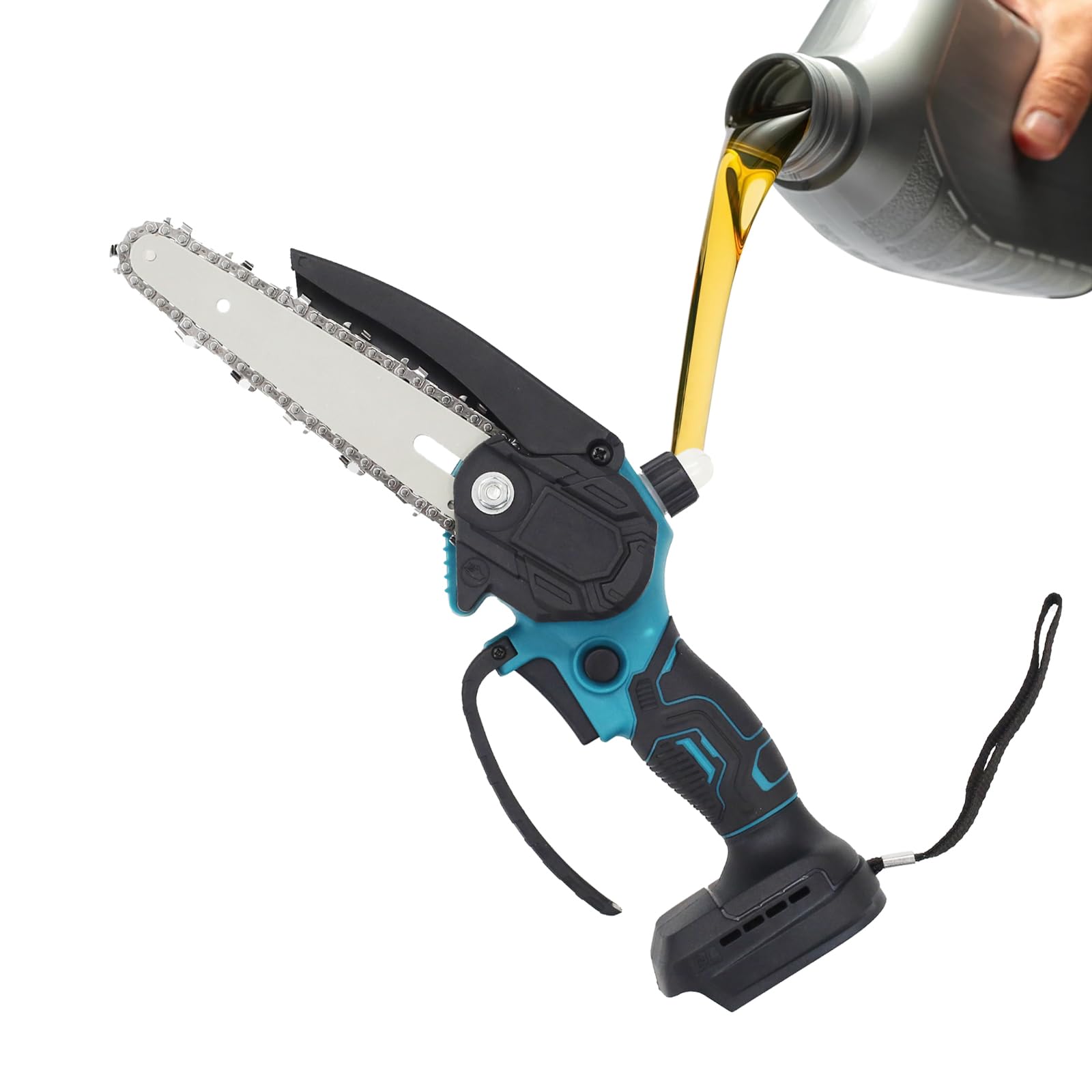 Mini motosierra a batería 6 pulgadas motor sin escobillas, motosierra a una mano con lubricación automática y bloqueo de seguridad, para madera y ramas, compatible con batería Makita 18V