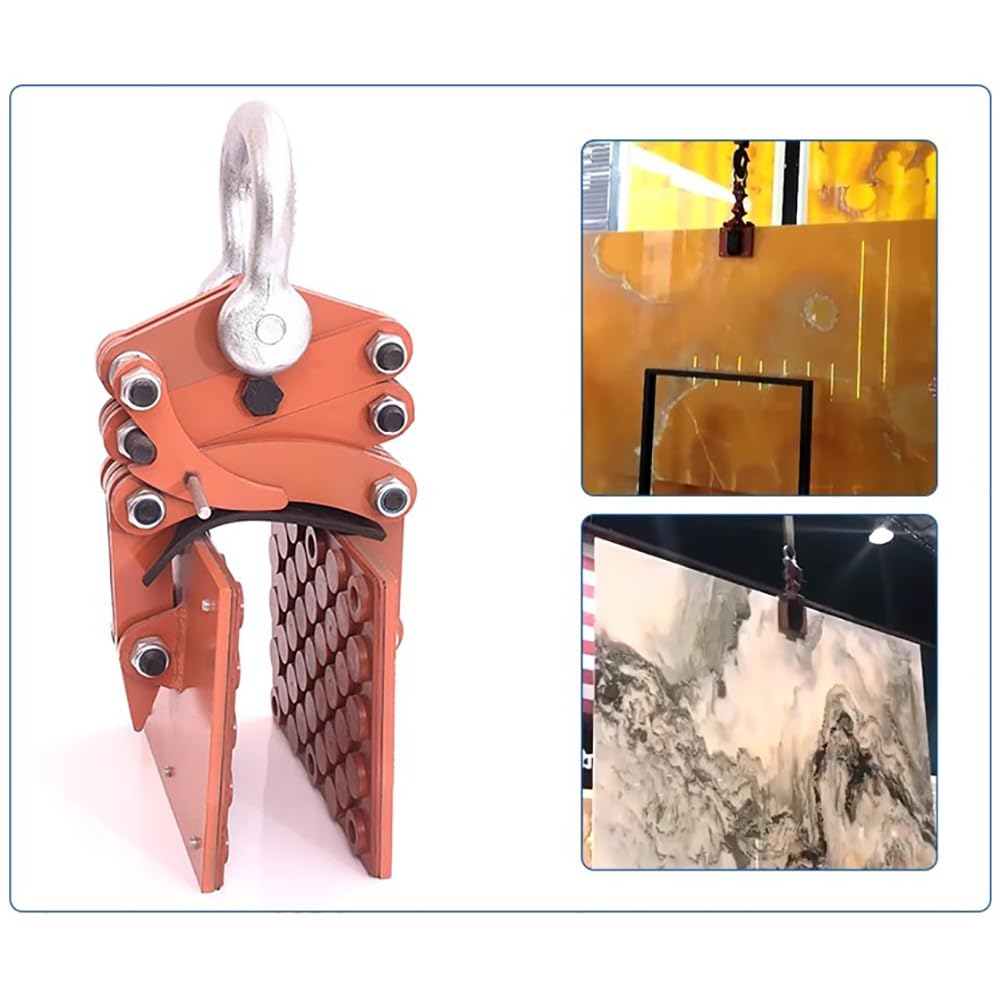 Pinza de elevación para Piedra con mordazas de Goma Antideslizantes, 800 kg, Resistente, para Placas de mármol, cerámica y hormigón.,C