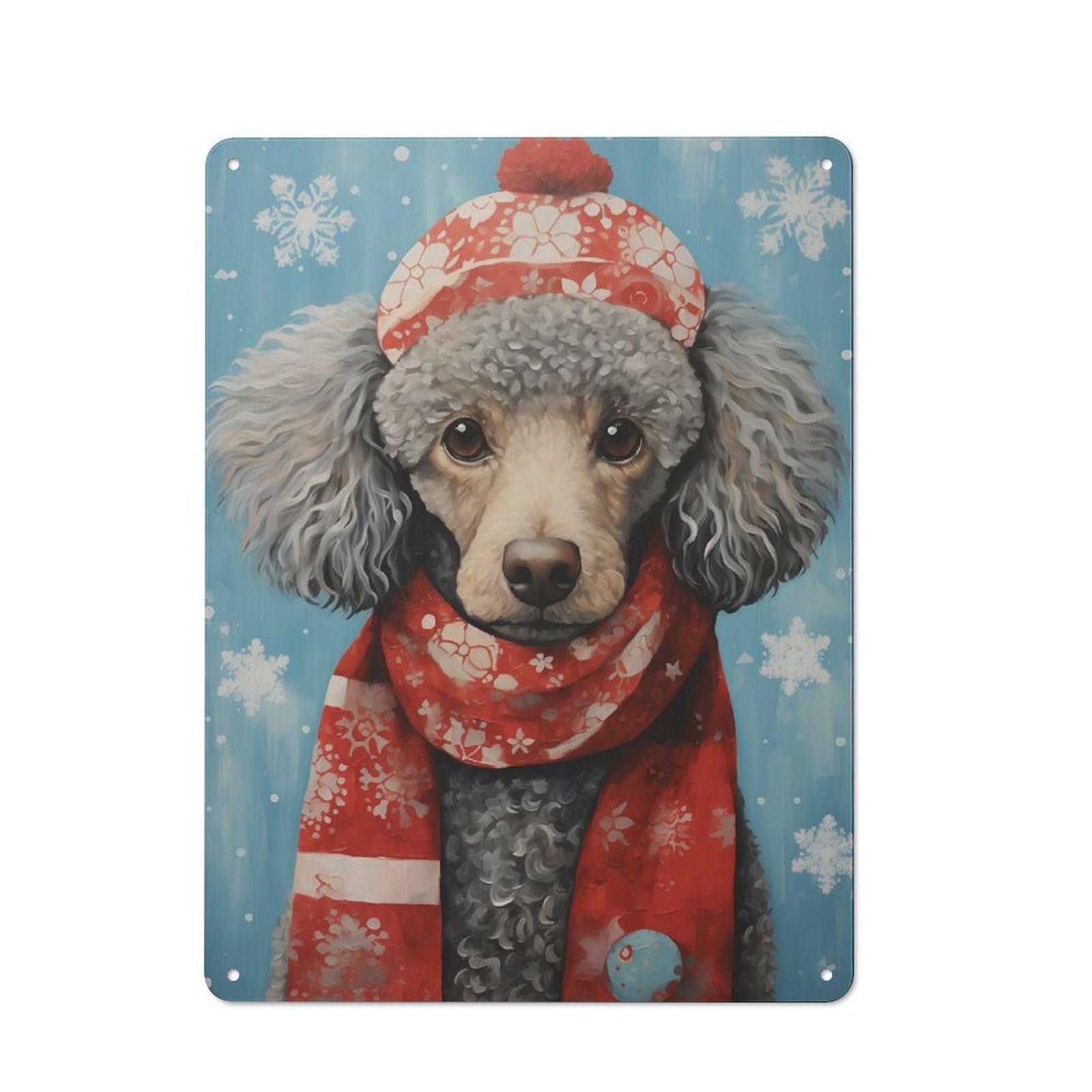 Junmoney Poodle Dog Look Art Bistro Style Cafe Metal Sign 40X30cm Featuring Restaurant Wall Art For Takeaway, Bar, Kitchen Or Counter Area