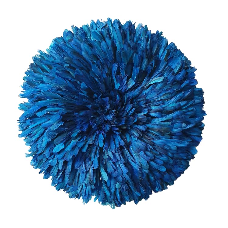 Juju décoration murale ronde plume bleue et bambou tressé 50cm