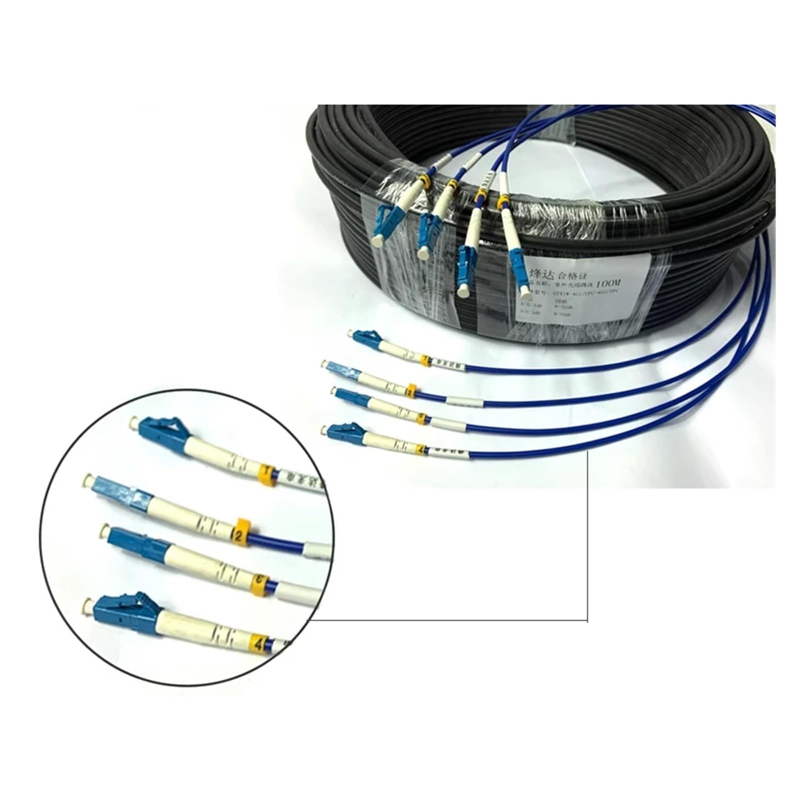 Câble optique blindé LC de 100 mètres, monomode, 2 4, 6, 8, 12 cœurs, extérieur, câble de fibre optique dur non doux, diamètre de sortie 6 mm (Ask us Customized)
