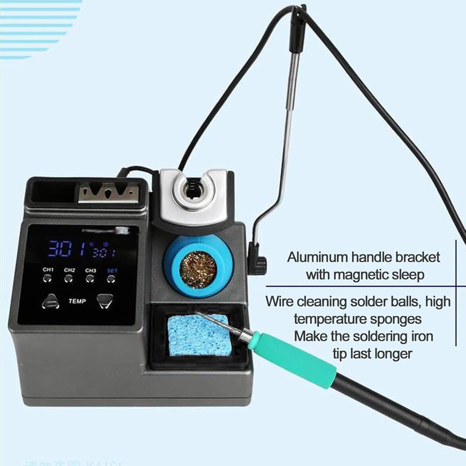 Kit Stazione Saldante di Precisione, Stazione Saldante Ad Alta Precisione da 120 W con 3 Punte per Saldatore, Regolabile 100-450 ℃, per Saldatura/Filo