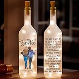 Joy Crafters Laughter is Our Language, Personalized to My Bestie Bottle Lights for Living Room Decor, Best Friend Birthday Gifts for Women Friendship, BFF, Bestie Gifts for Her, Sister (2 Women)