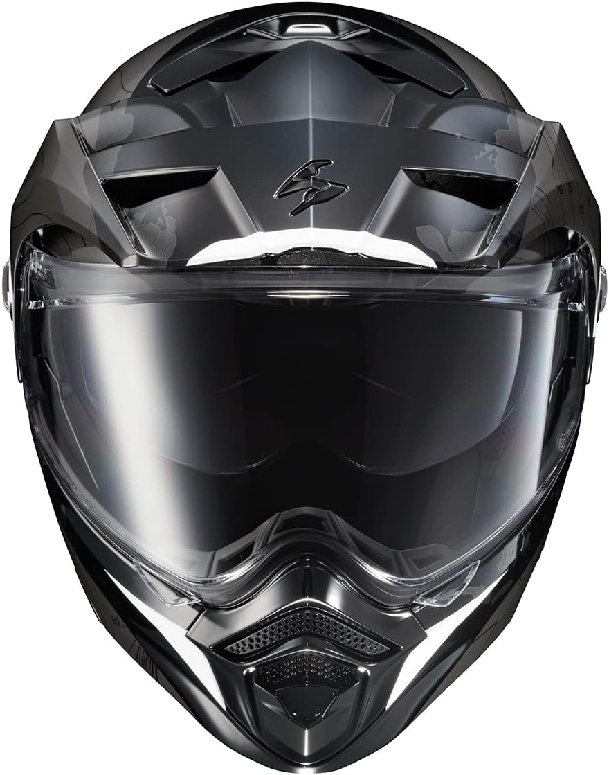 ScorpionEXO AT960 Modular Adventure Street Motorcycle Helmet with Bluetooth Ready Speaker Pockets DOT ECE Approved Topographic (White Large)