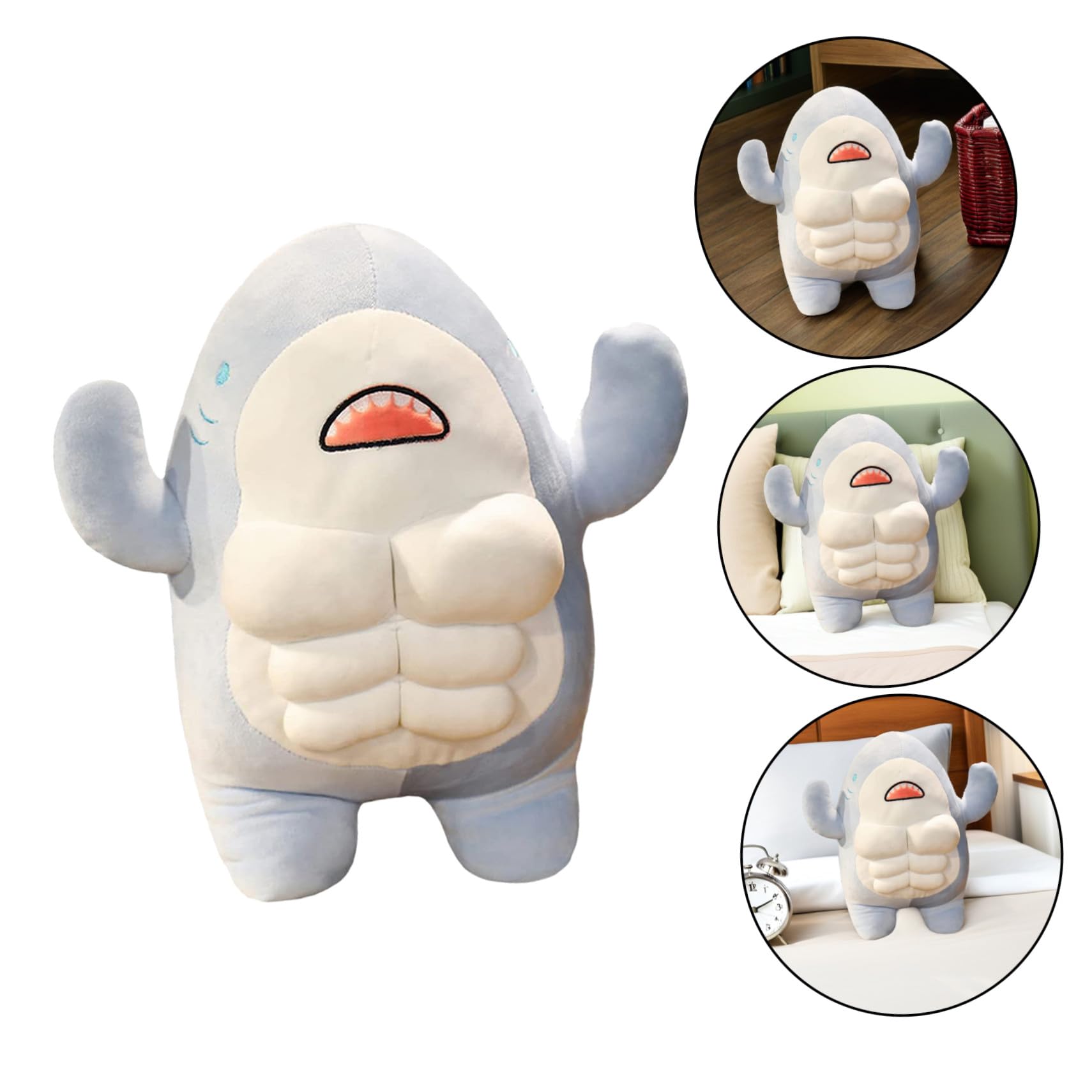 Muñeco de Tiburón de Peluche Azul 40cm, Suave y Adorable | Relleno de Algodón Pp, para Mesa y Estantería, Portátil Diseño Sencillo