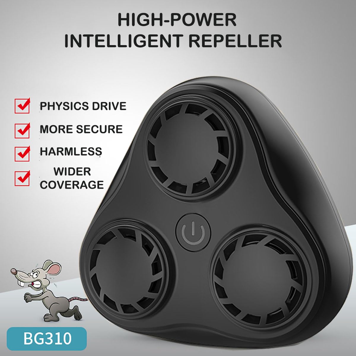 Repelente ultrasónico de ratones enchufable, fortalece 3 altavoces ultrasónicos, potencia de 8 W, cobertura completa, control electrónico de insectos para ratas, arañas, mosquitos, ratones,