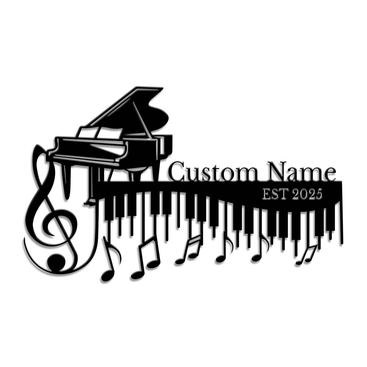 Pailideart Style-2 Personalized Piano Metal Wall Art, Custom Music Room Sign, Elegant Studio Decor, Pianist Gift, Musical Name Plaque, Home Concert Decor (Style-2)