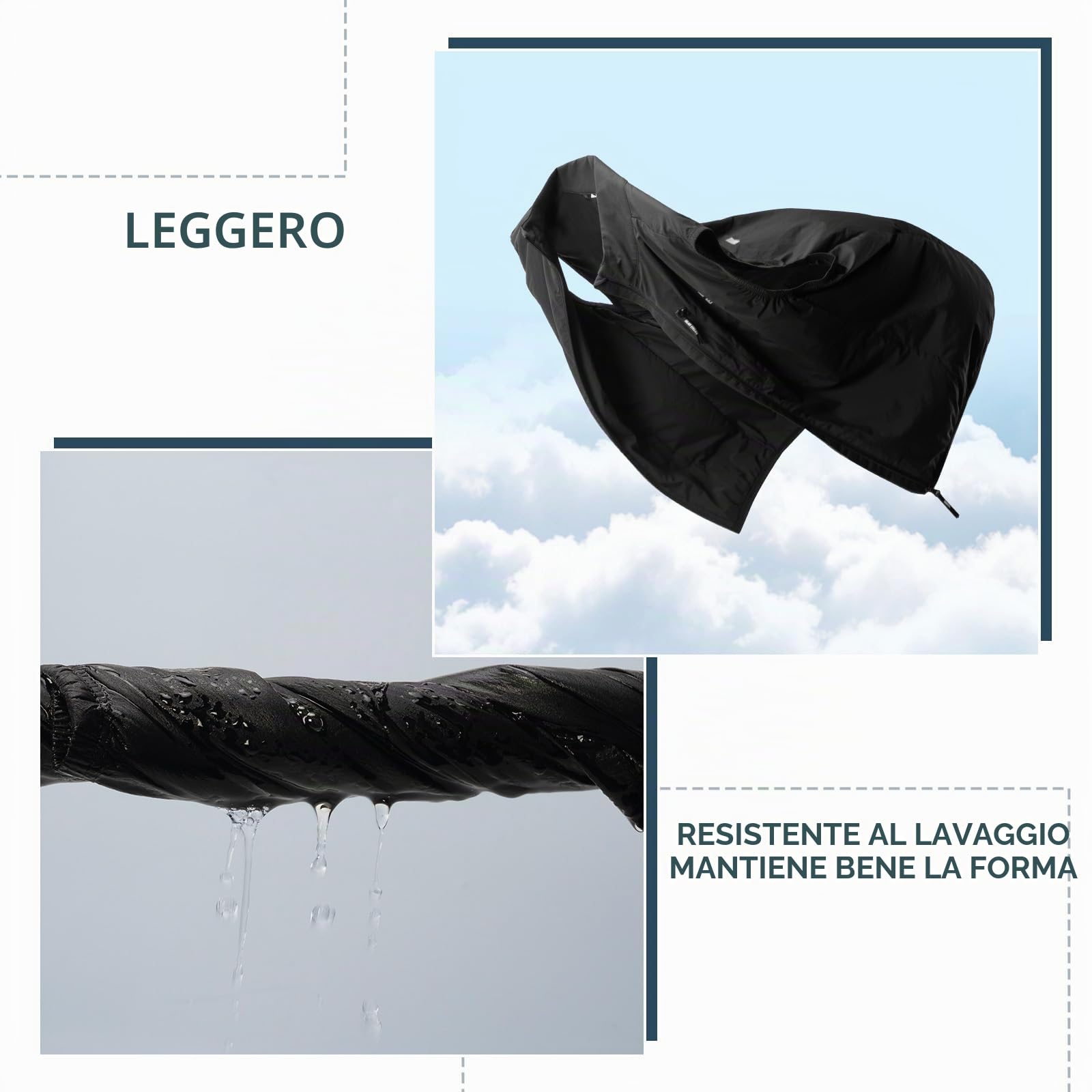 ROCKBROS Gilet da Ciclismo Antivento Caldo Invernale Uomo | Leggero e Traspirante, Portatile e Pieghevole, Gilet Bici Sportivo per MTB Running Escursionismo Corsa, Nero, M