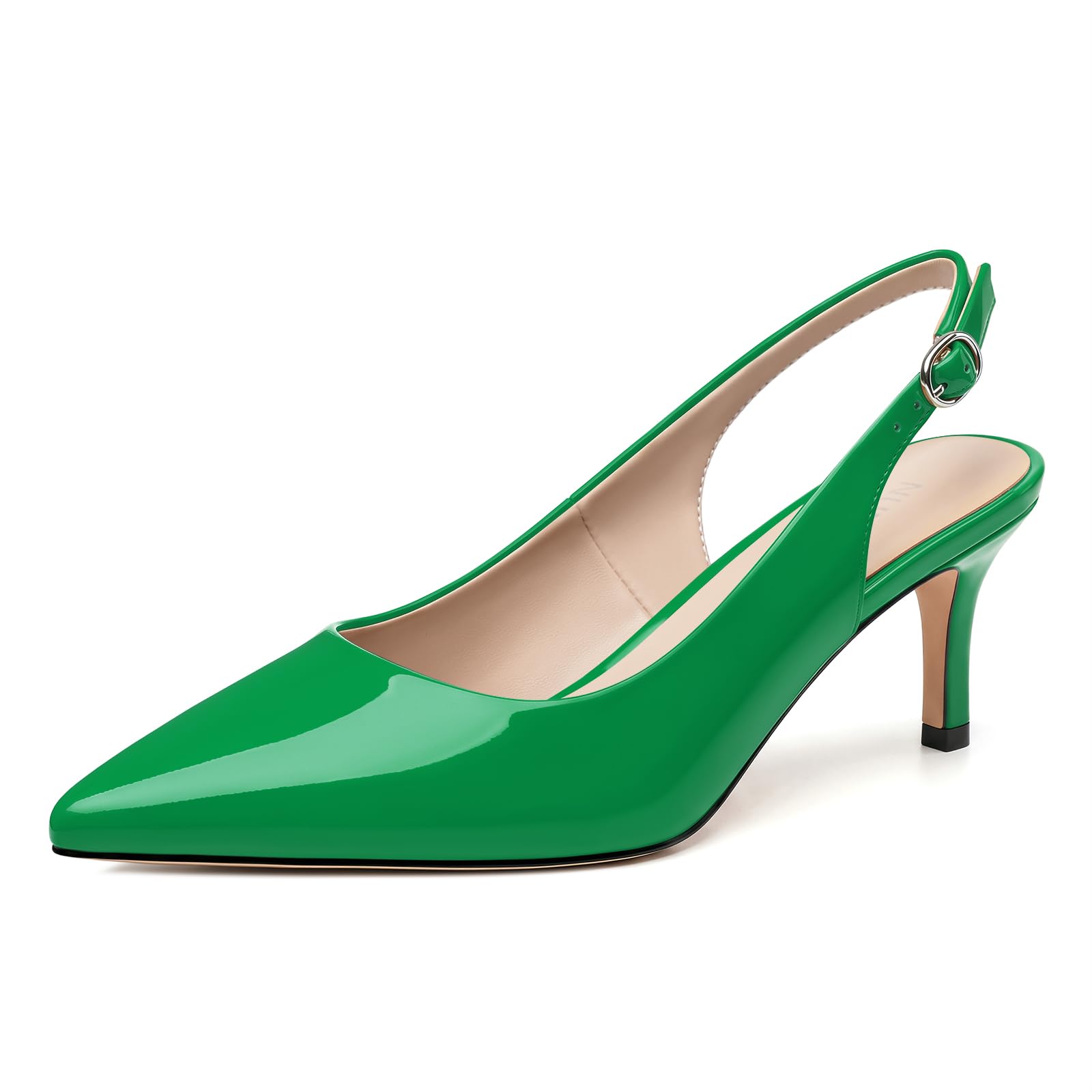 NUMALEO Kitten Heels for Women Pointed Toe Slingback Pumps | 2.5 Inch Close Toe Comfortable Pumps Wedding Party Casual Work Dress Shoes
