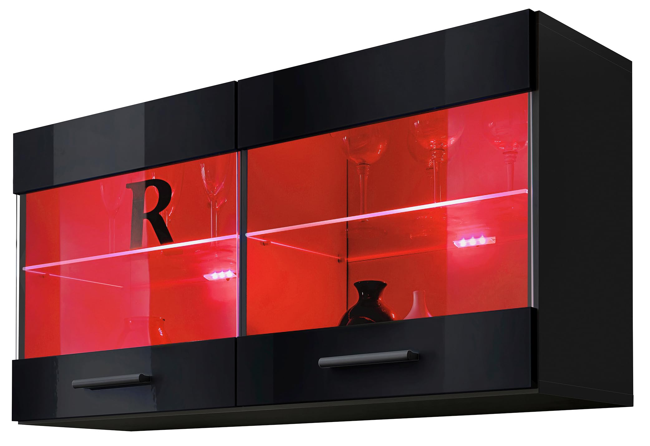 Komodee Vitrine Savona A2 Schwarz/Schwarz 100x50x30 cm
