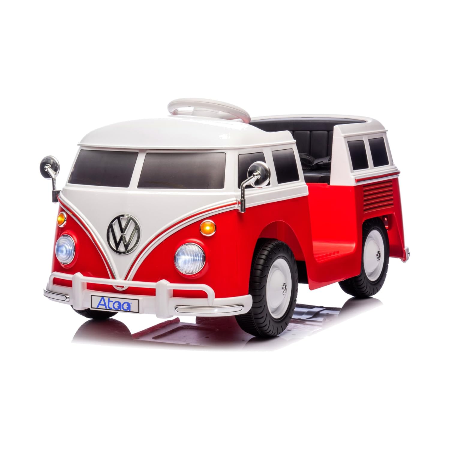 ATAA Furgone elettrico per bambini, Volkswagen Bulli T1, 12 V, licenza ufficiale | Rosso - Con telecomando genitori incluso