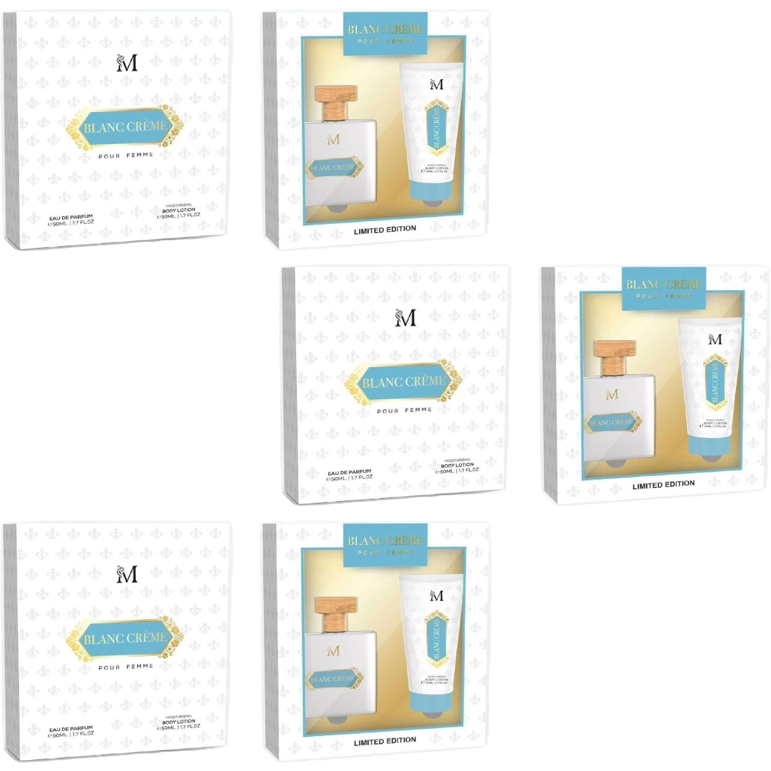 Blanc Crème Cofanetto Profumo EDP 50ml + Crema Corpo 50ml 3 CONFEZIONI - Latte, Vaniglia, Caramello & Biscotto - Idea Regalo Donna - Set Profumazione Corpo e Fragranza Gourmand