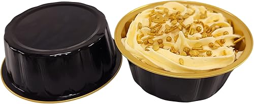 Miniatura 3 de KitchenDance - Moldes desechables de papel de aluminio de colores con tapas, molde redondo de aluminio de 8 onzas para hornear, perfecto para