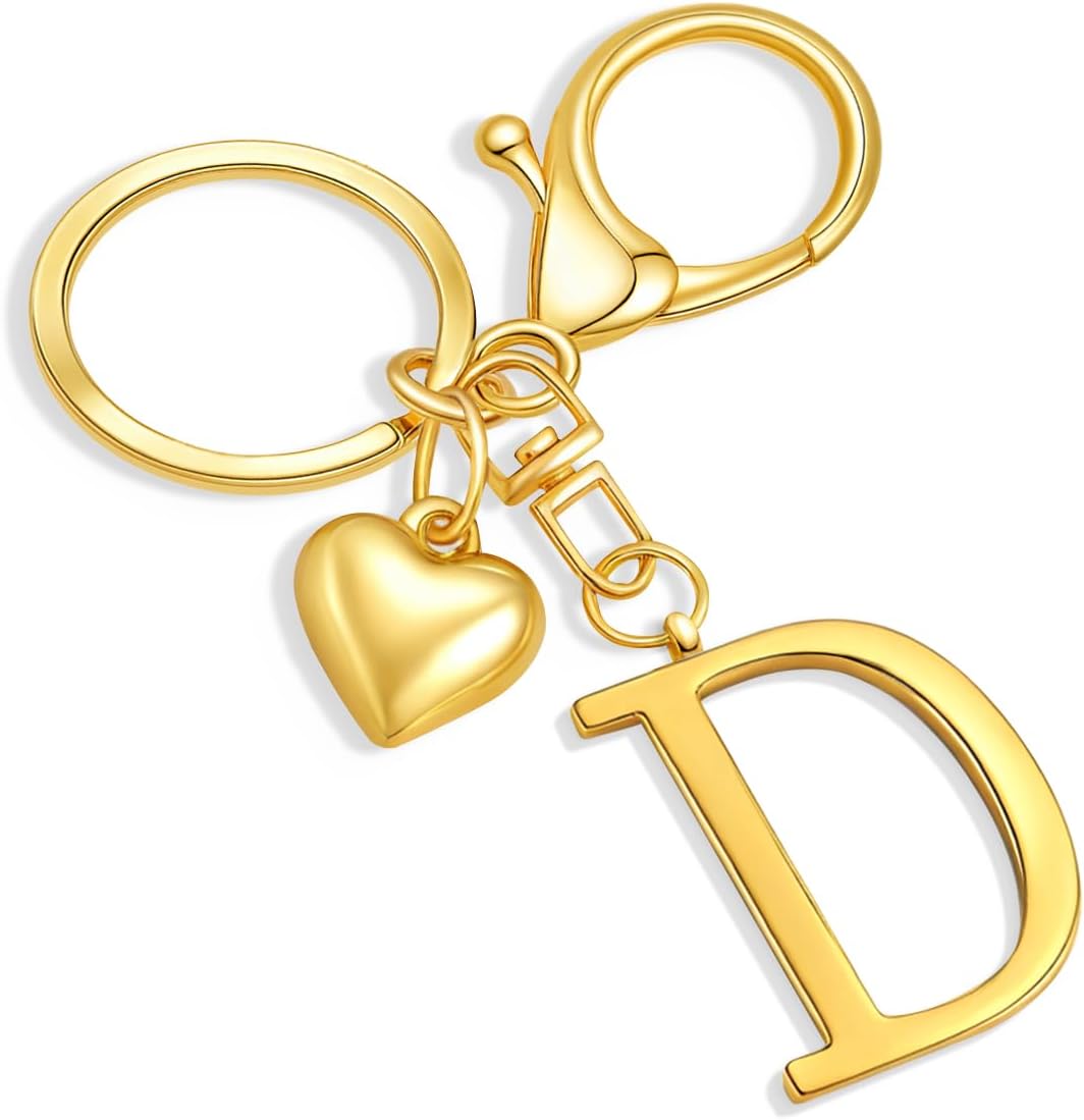 Black Heart Initial Letter Keychain Gift for Women Bag Charm Purse Charms for Handbags Initial Keychains