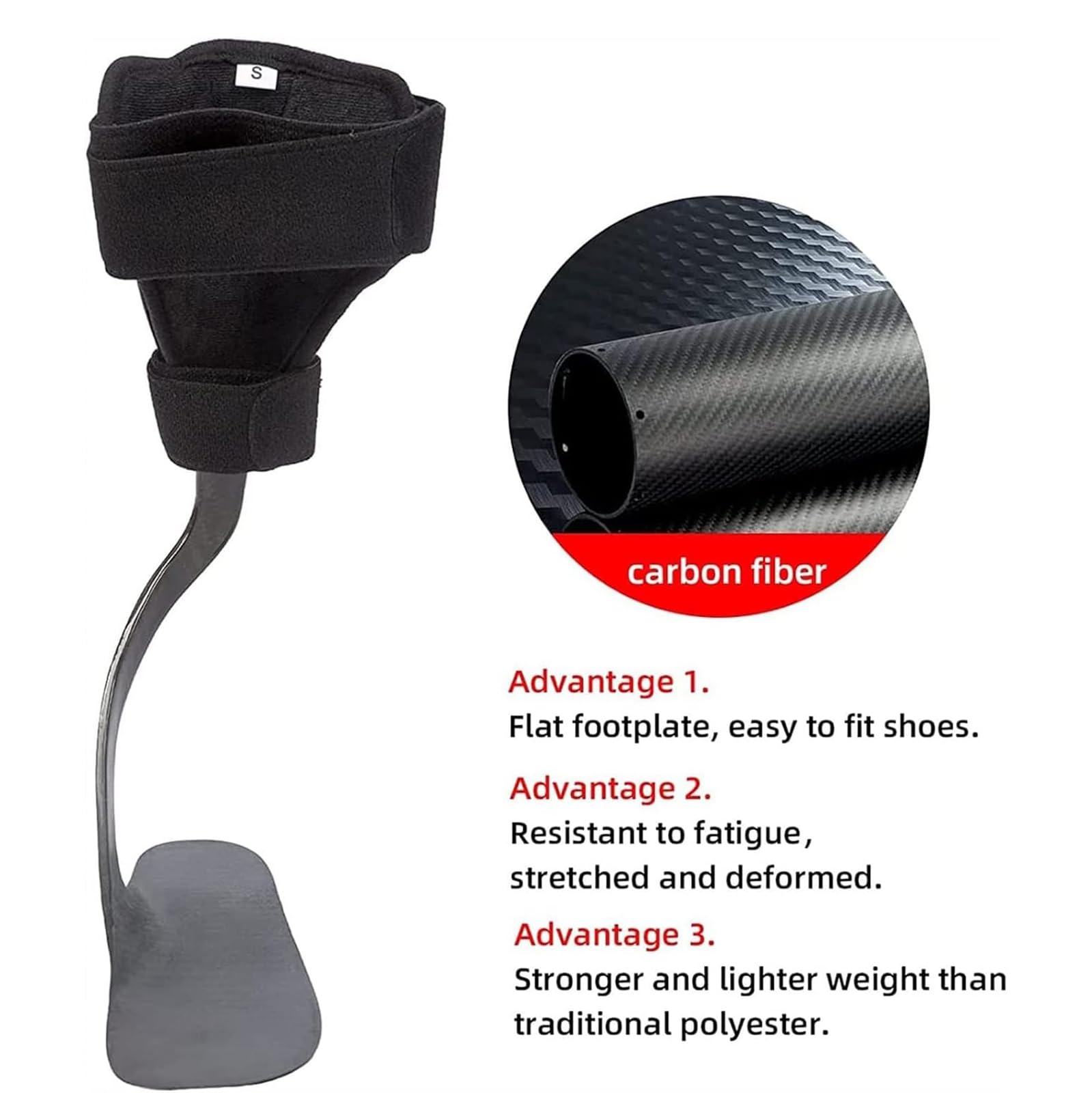 Genérico Ortesis de Tobillo y pie, Soporte de Fibra de Carbono para pie caído, accidente cerebrovascular, hemiplejia, Soporte de Asistencia para la Marcha, Derecha, L, Izquierda-M (Derecha M)