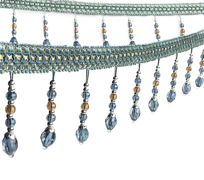 Garniture à franges, dentelle pour rideau, 12 mètres de perles tressées suspendues, garniture de rideau à franges, décoration de table de maison, canapé, bord de pompon, accessoires de couture (coul