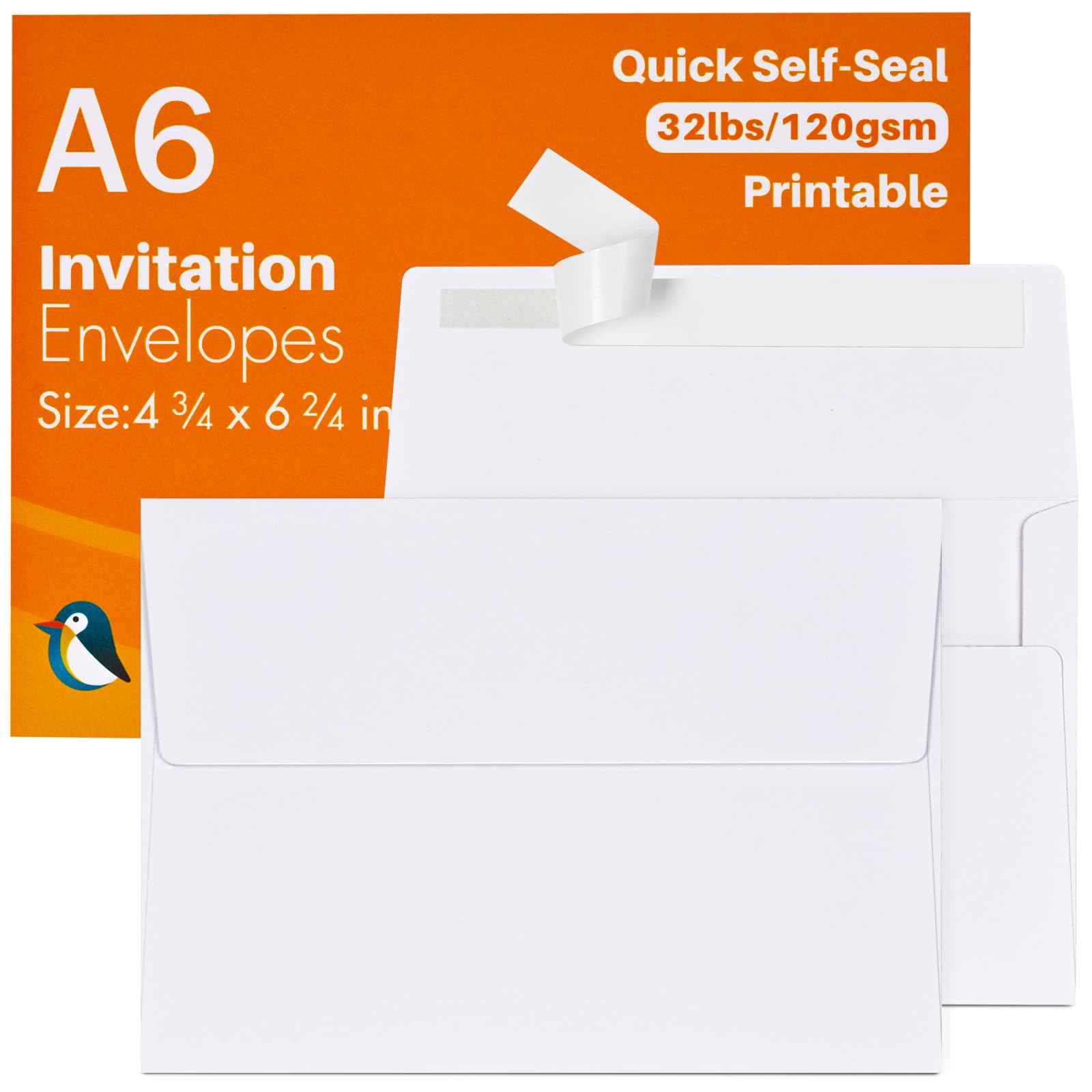 A6 White Envelopes 4X6 100 Pack - Quick Self Seal,For 4x6 Cards| Perfect for Weddings, Invitations, Photos, Graduation, Baby Shower| 6.5 x 4.75 Inches (A6)