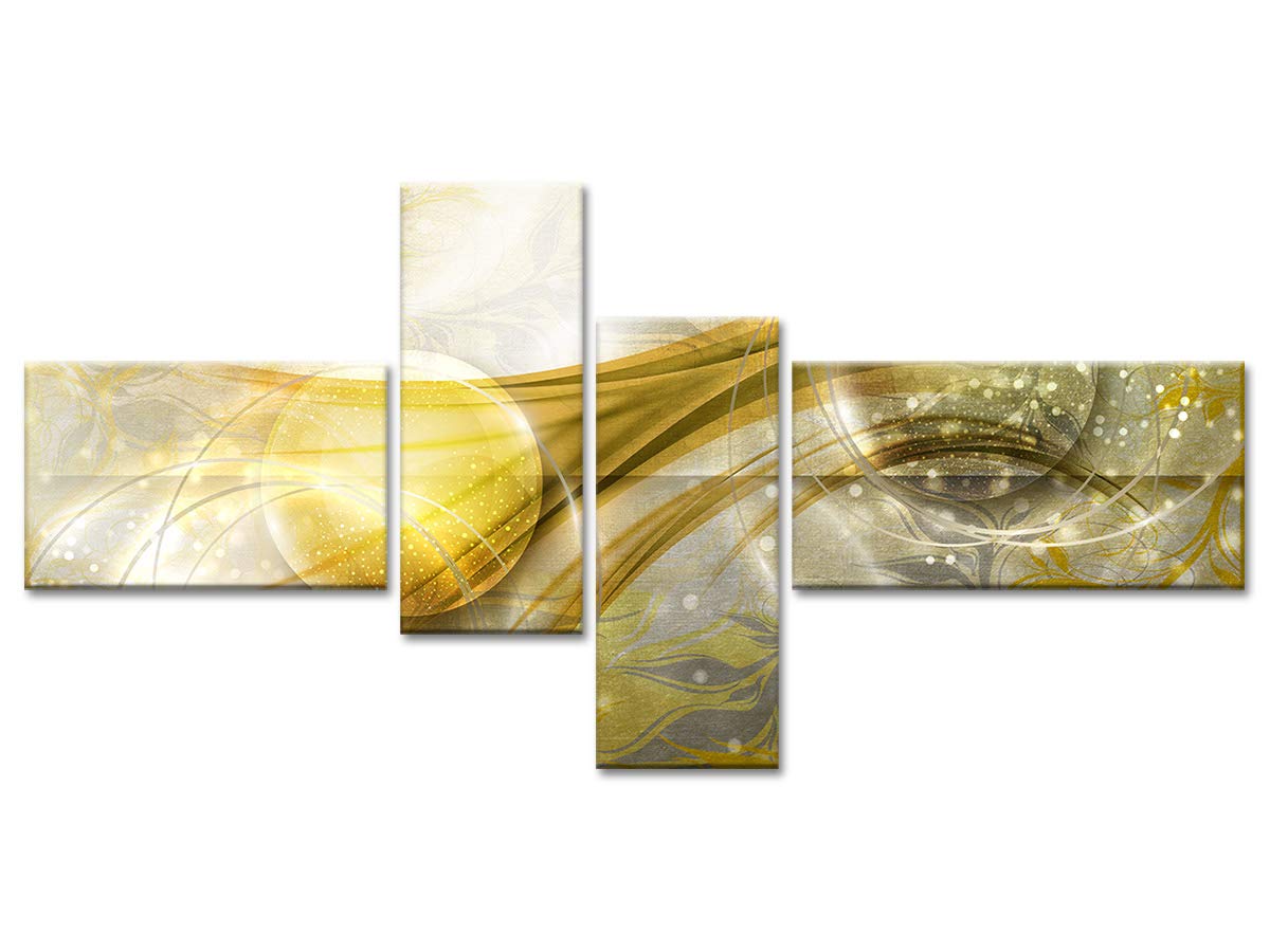 Declina, Quadro Decorativo da Parete per Soggiorno, Tela Stampata, Quadro Decorativo, Motivo Astratto con Bolle, 130 x 65 cm, Giallo