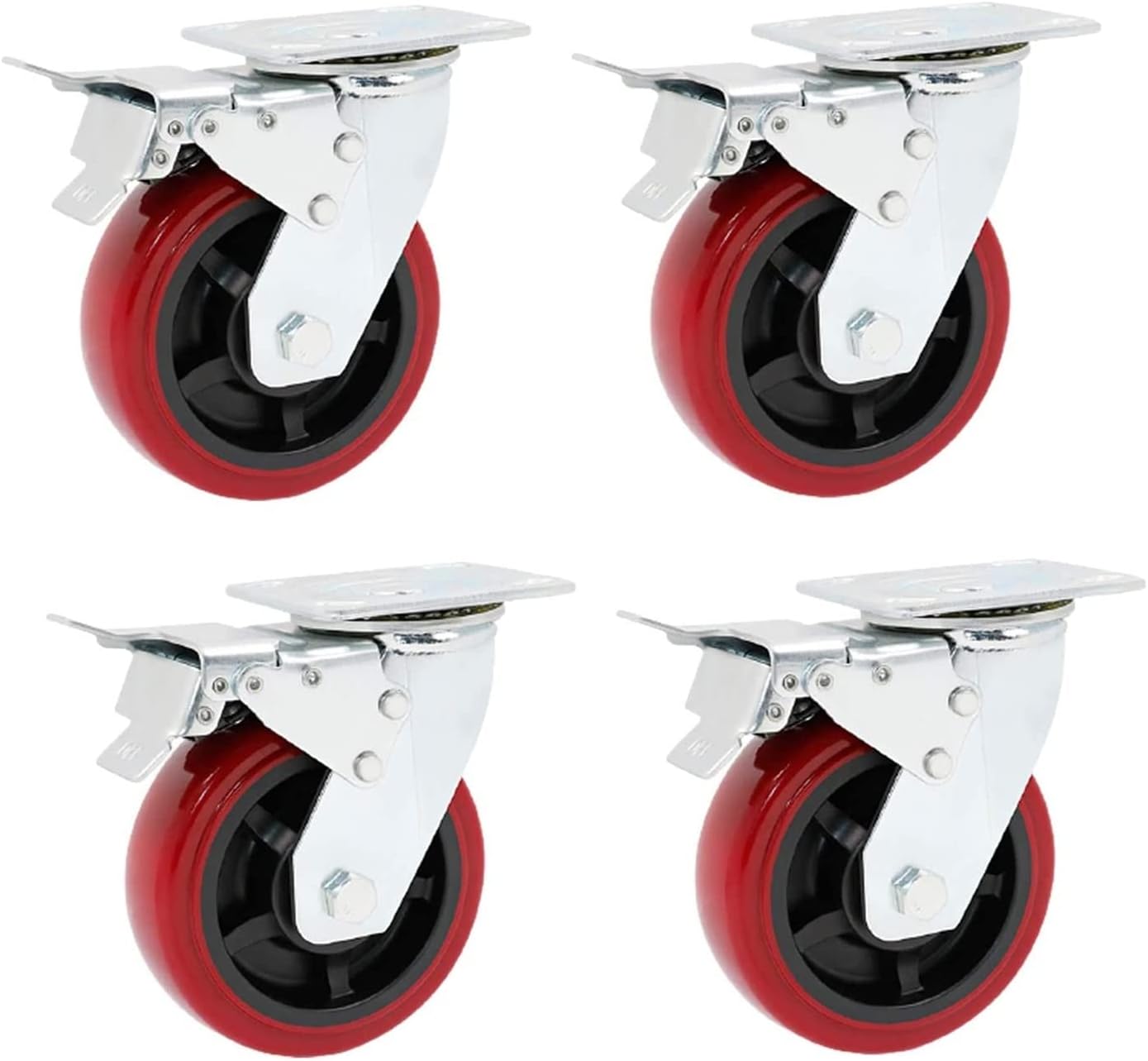 Castor Wheels Swivel Office Castors 4 Pcs Heavy Duty Swivel Wheels Trolley Furniture Caster Replacement Polyurethane Wheels Industrial Plate Casters, Moving Cas