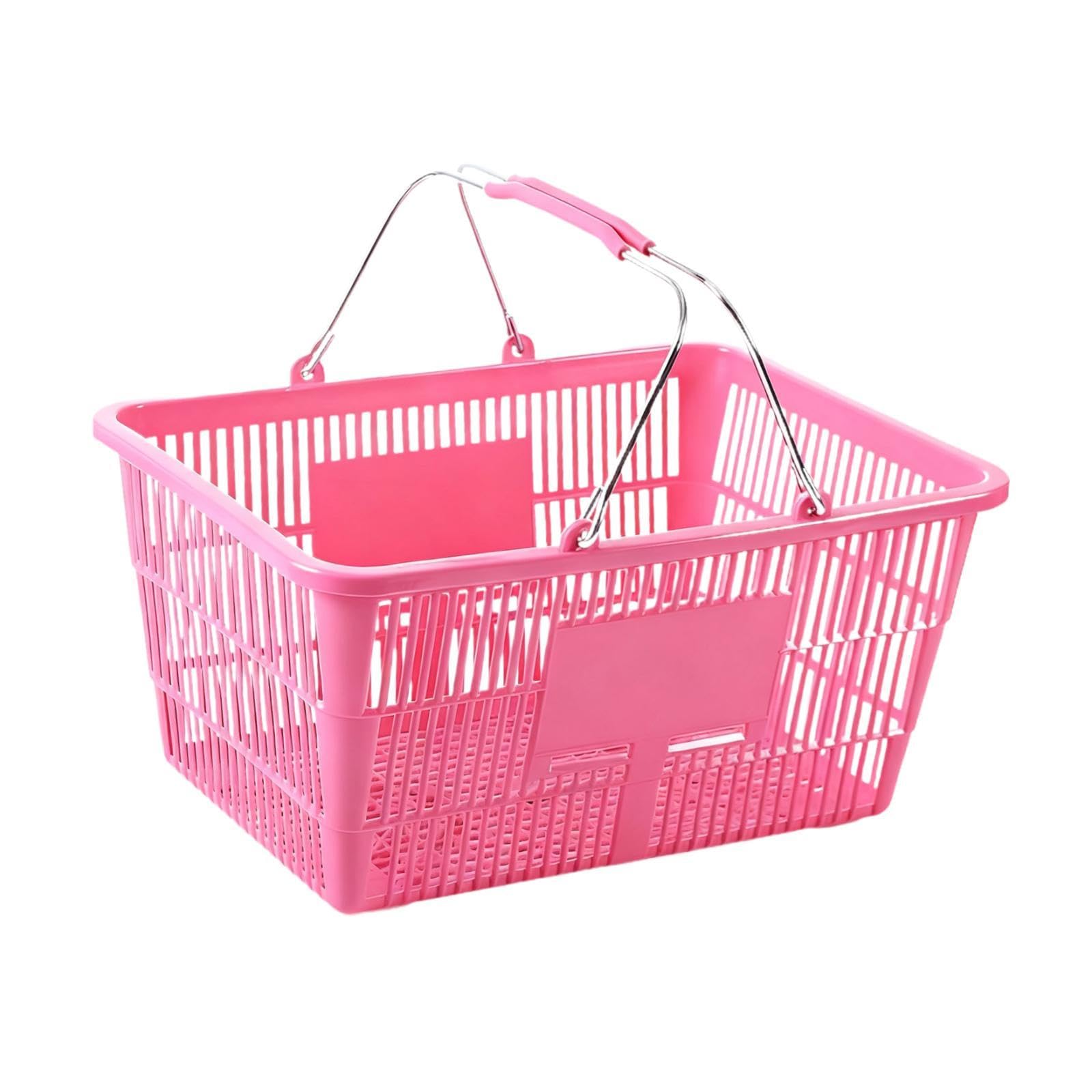 Fenteer Cesta de Compras Recipiente Multiusos con Mango Portátil en PE Hierro para Alimentos Juguetes Ropa Objetos Adecuada para Supermercado Baño Dormitorio