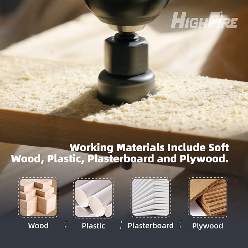 Miniatura 5 de HIGHFIRE Juego de 19 piezas de sierra perforadora de 34 a 6 pulgadas (0.748-5.984 in) para madera blanda, madera contrachapada, paneles de yeso y