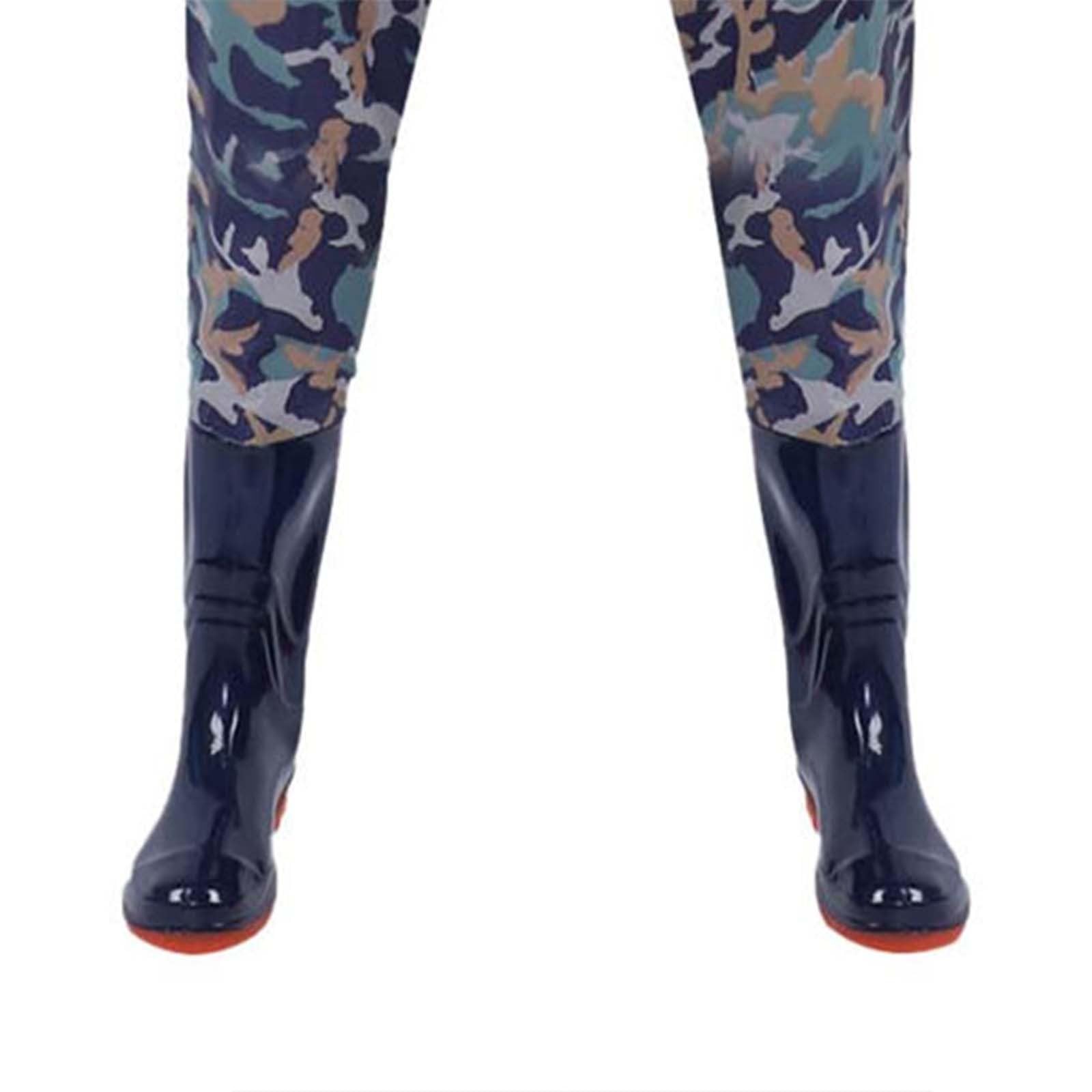 Wathose für Herren und Damen, Jagd-Brusthose mit Stiefeln, wasserdicht, atmungsaktiv, Wathose, leicht, Jagd-Wathose zum Waten, Fliegenfischen, Jagd, Schlammarbeit, blau (1), 43 EU
