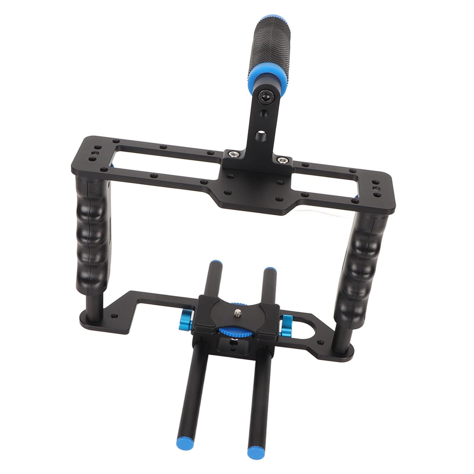 Jaula Universal para Cámara de Vídeo, Aleación de Aluminio, Doble Varilla, Kit de Producción de Películas para con Ergonómico para Disparos Estables, Jaula Estabilizadora de Cámara DSLR