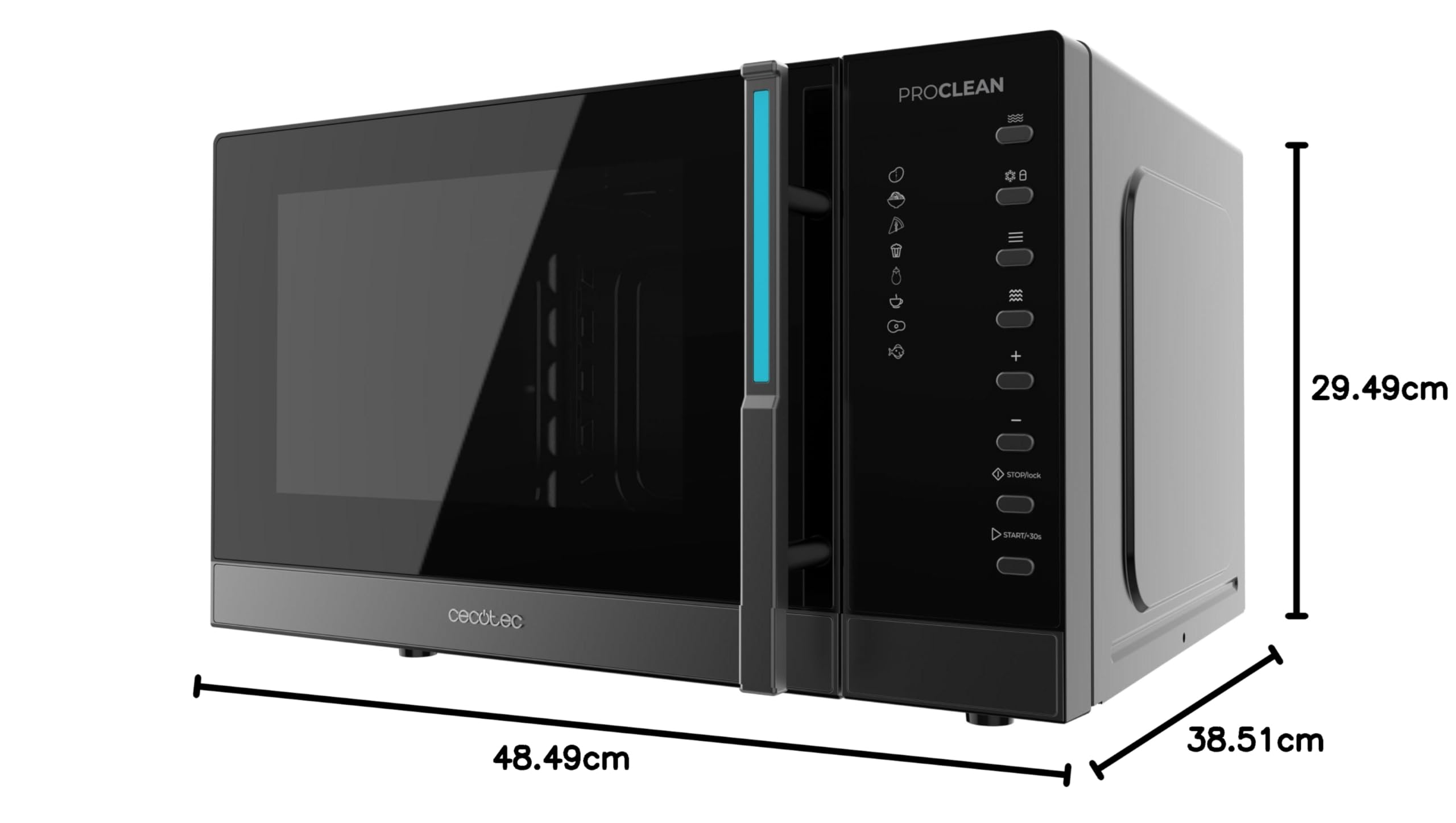 Cecotec Microonde digitale con griglia da 23 l Proclean 5130. 800 W e 1000 W Grill, cottura uniforme, 5 livelli di potenza, funzione scongelata, timer 60 min, piatto girevole 285 mm