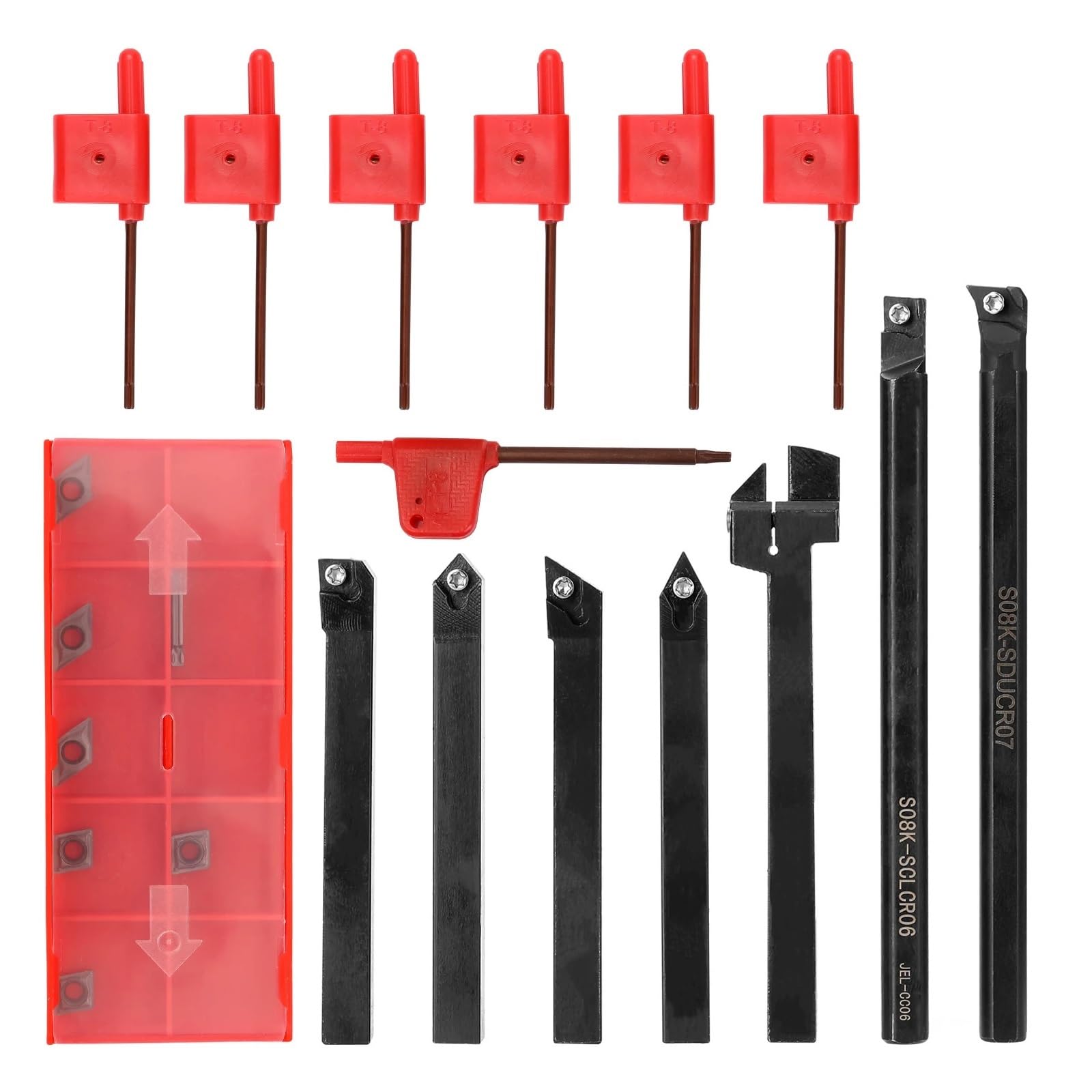 EDEDE Drehmeißel Set, 8mm 10mm 12mm 16mm Schaft Drehmaschine Drehwerkzeughalter Bohrstange Drehmaschine Werkzeug Drehmaschine Cutter CNC Metall Drehstangenhalter und Einsätze(12mm B)