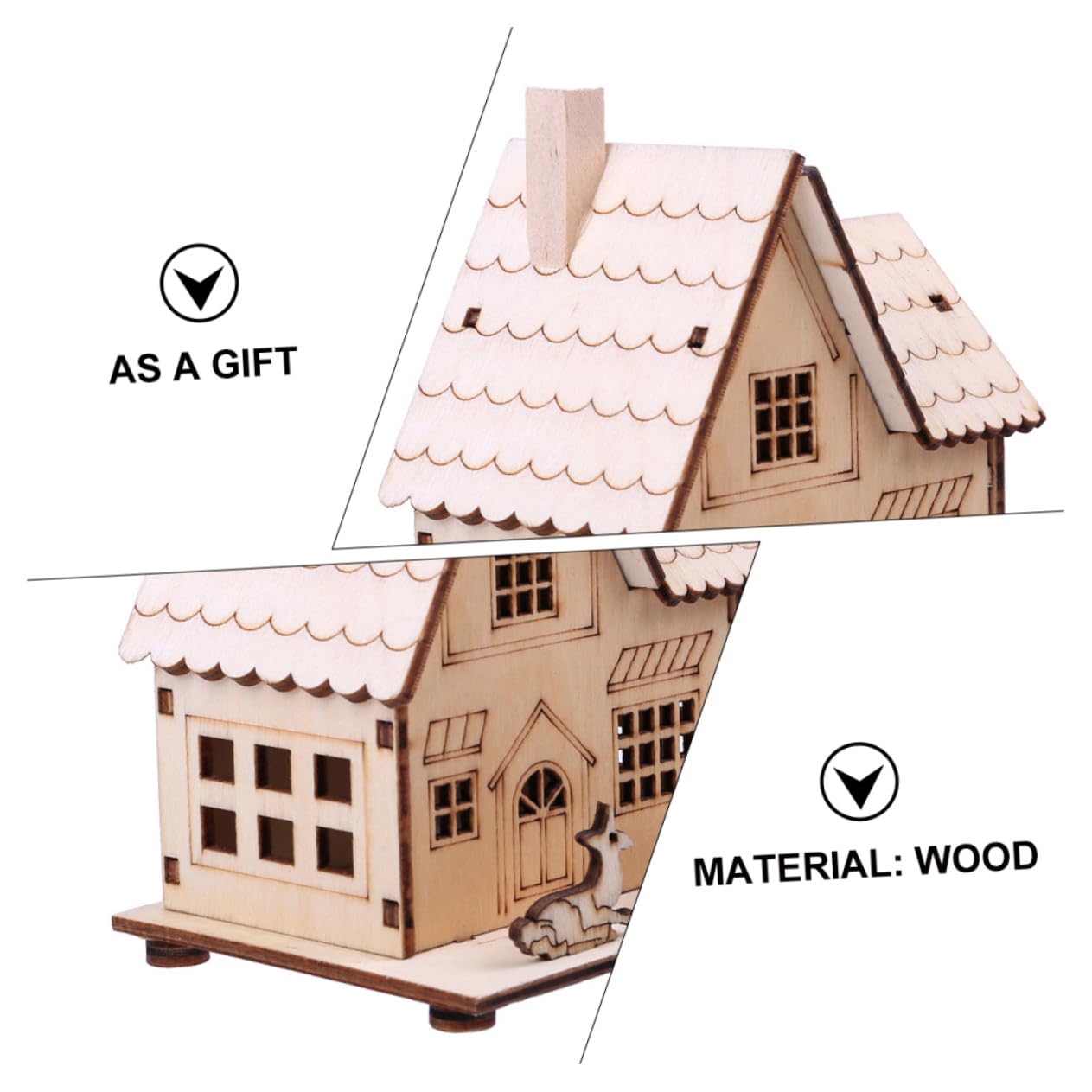 Adorno Casa Madera Navidad con Luz LED Decoración Mesa Festival Navideño Regalo para Amigos y Familia Miniatura Cabaña Madera Luminosa