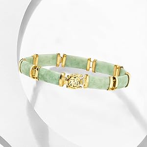 【ROSS SIMONS】ヴィンテージ　バングル　ブレスレット　925 14K Amazon.com: Ross-Simons Jade Good Fortune Bracelet in 18kt