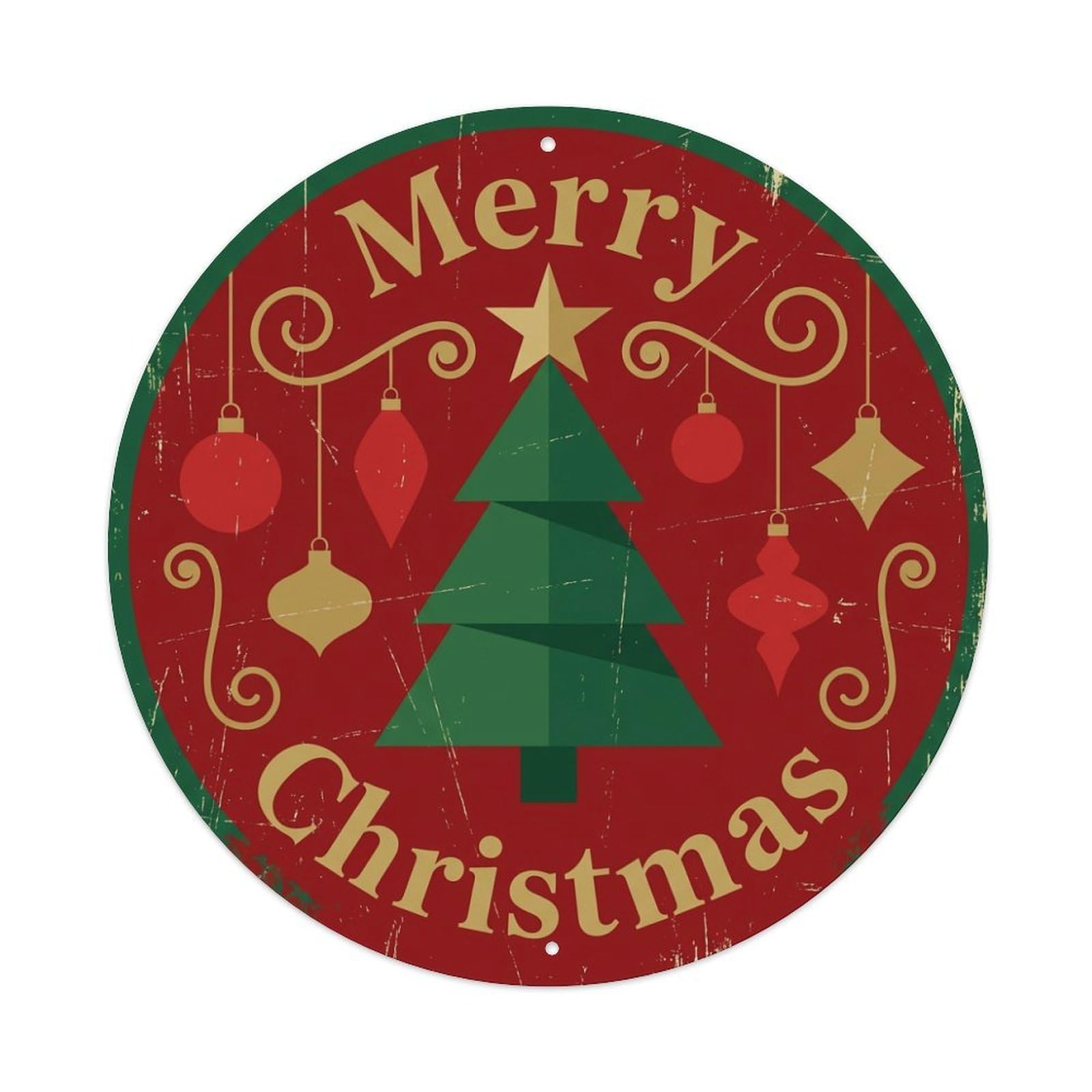 Merry Christmas Tree Geometric Bold Metal Tin Sign