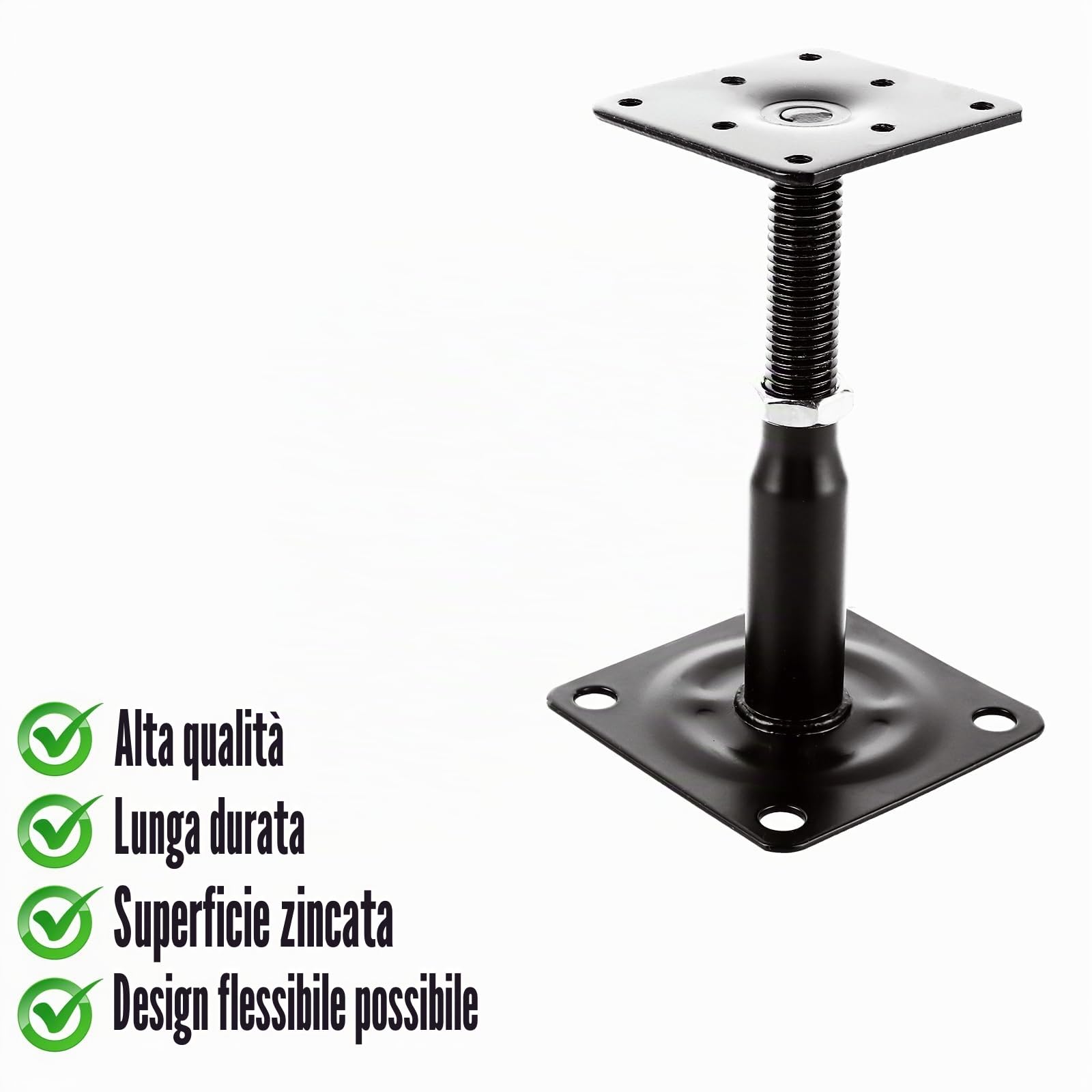 Supporto Pali Regolabile 150-190mm, 4PCS Supporti Pali Gazebo in Acciaio Zincato, Base Pilastro Regolabile per Pali Legno, Pergole, Capanni e Lavori Edili