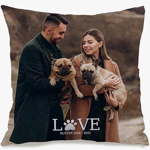 Personalized Pet Photo Pillow Case Using one pet Image and Custom Text offering Home décor Personality and Giving a Sweet Gift Touch