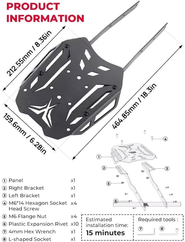 バイク用キャリア リア荷物ラックテールカーゴホルダーシェルフツールトップボックスベースブラケットパネル合金鋼 ために シュロン X