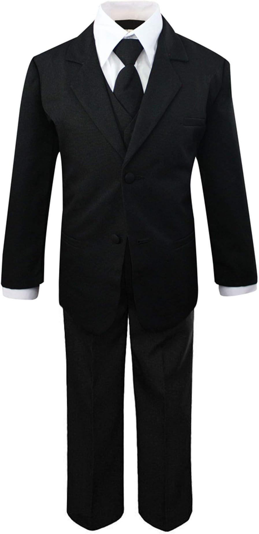 Luca GabrielToddler Boys' 5 Piece Classic Fit No Tail Formal Khaki Dress Suit Set with Tie and Vest